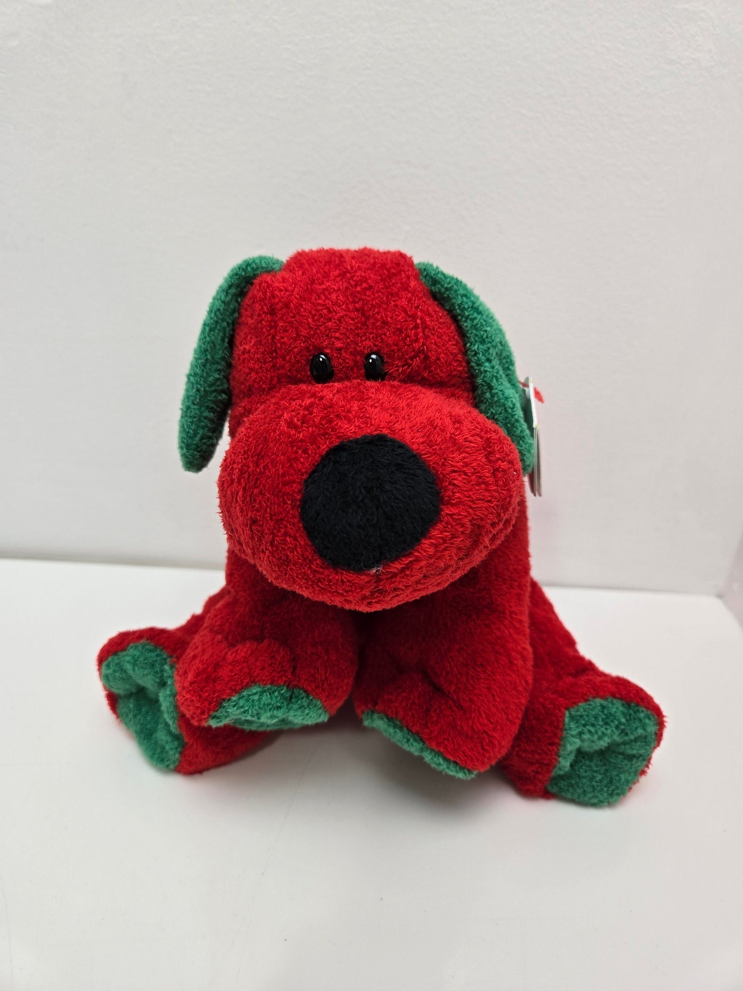 Ty Pluffies Collection “Jingles” the Green and Red Holiday Dog (8 inch)