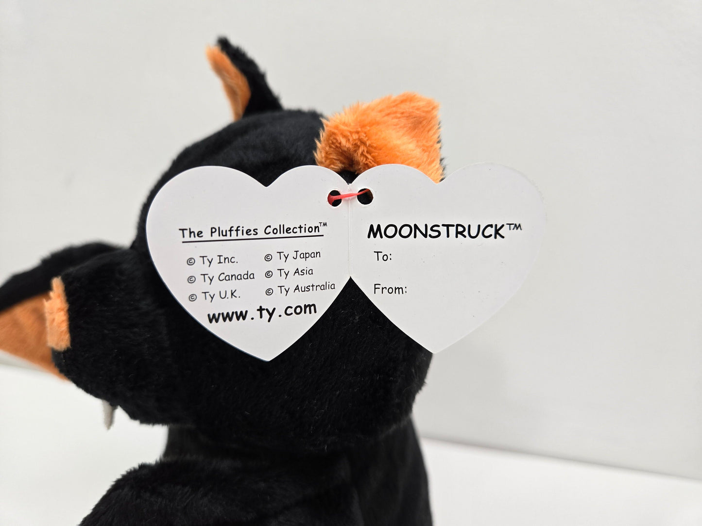 Ty Pluffies Collection “Moonstruck” the Black and Orange Halloween Bat  (8.5 inch)