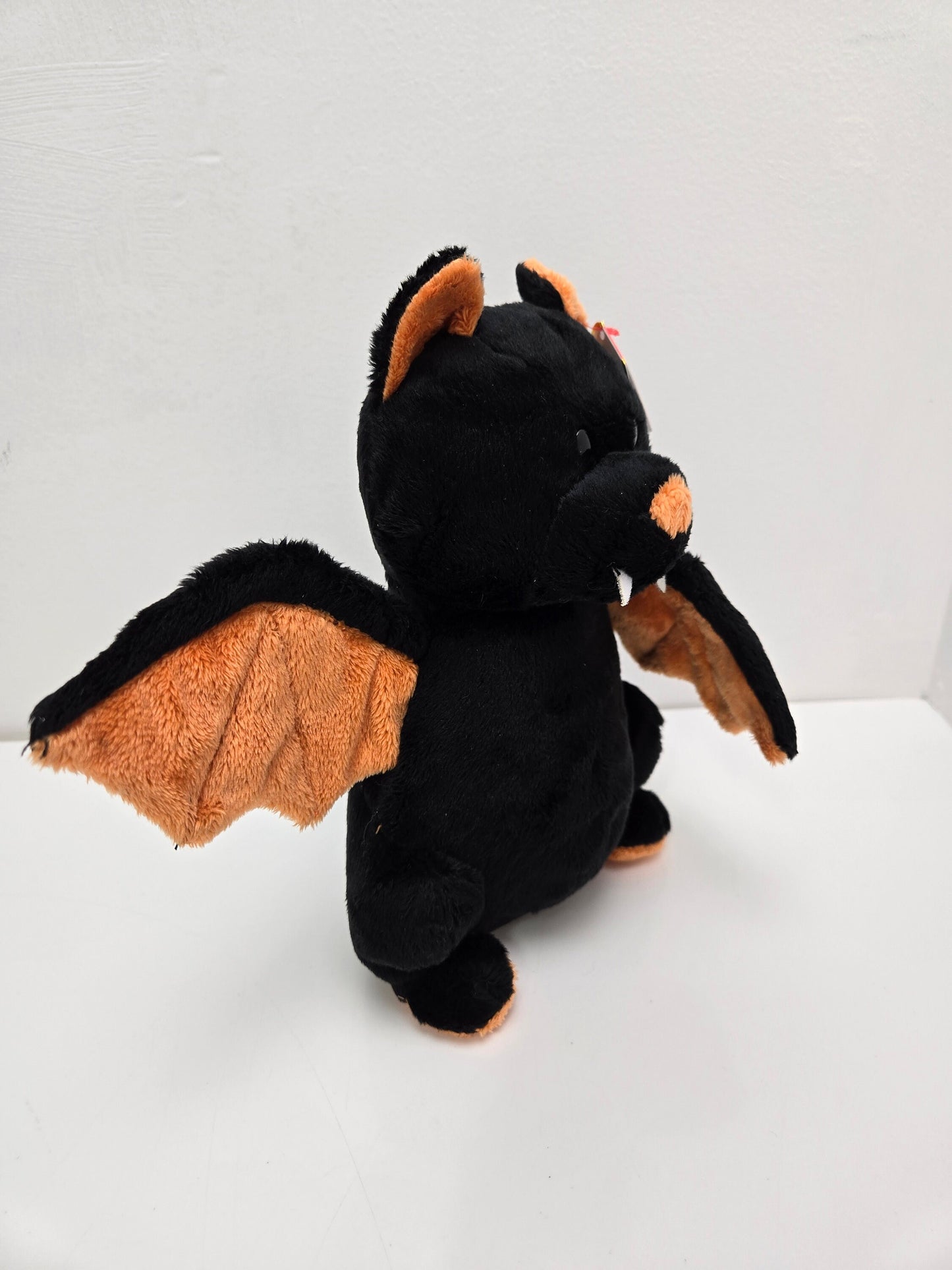 Ty Pluffies Collection “Moonstruck” the Black and Orange Halloween Bat  (8.5 inch)