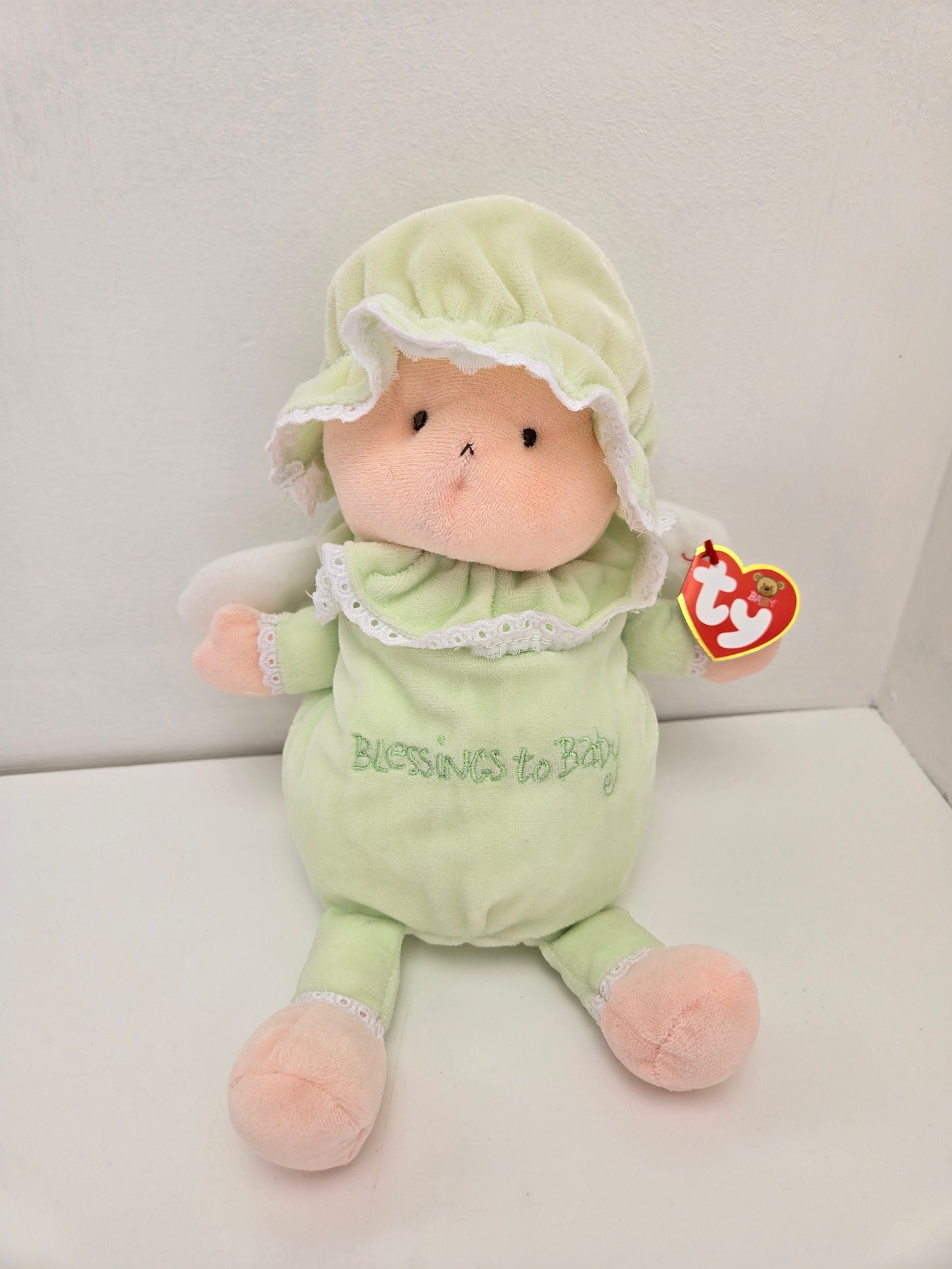 Ty Baby Line “Blessings to Baby” the Green Angel Baby Doll With Wings - Love to Baby (8 inch)