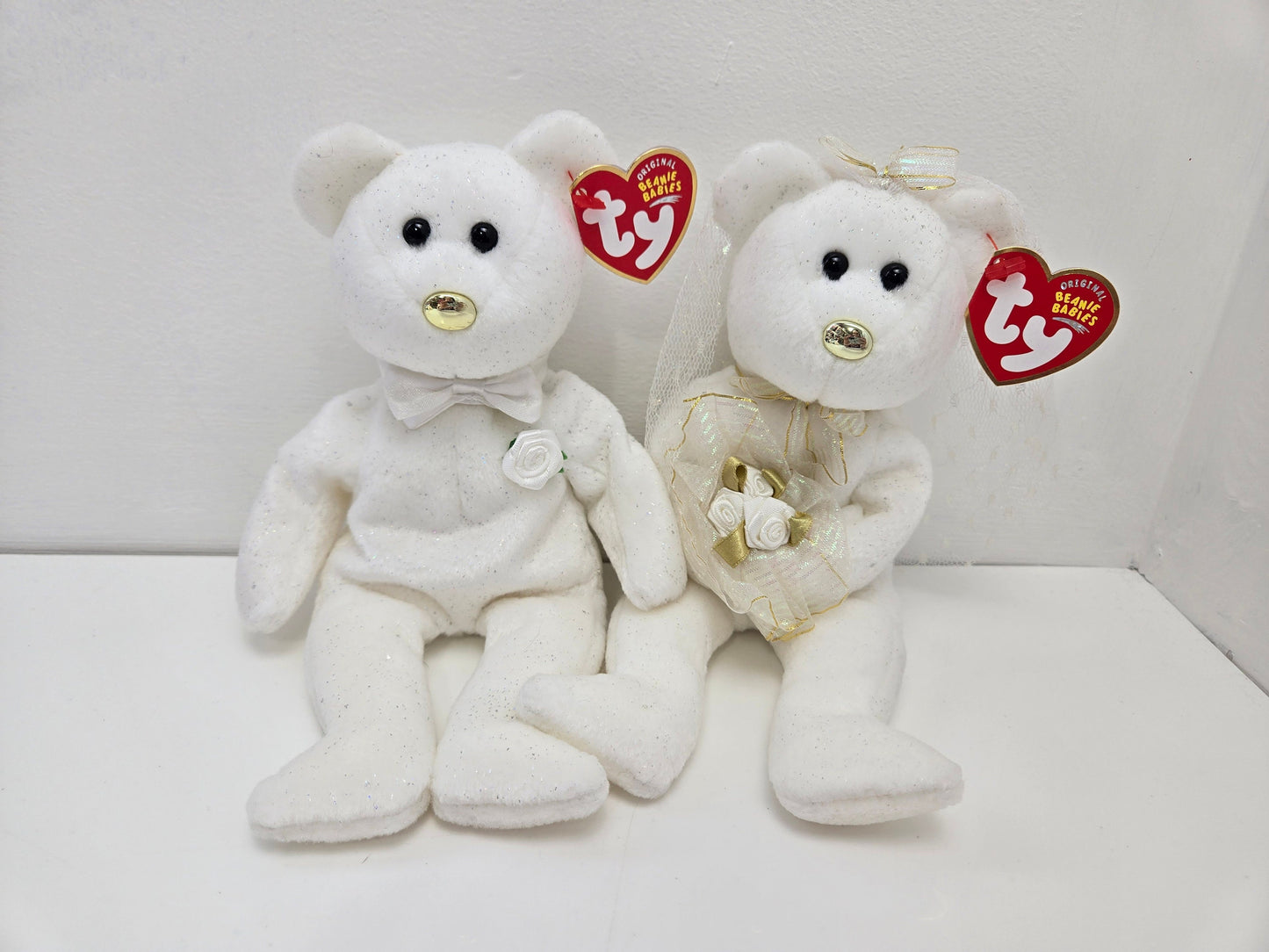 Ty Beanie Baby “His” and "Hers" the Groom and Bride Wedding Bears - Internet Exclusive (8.5 inch)