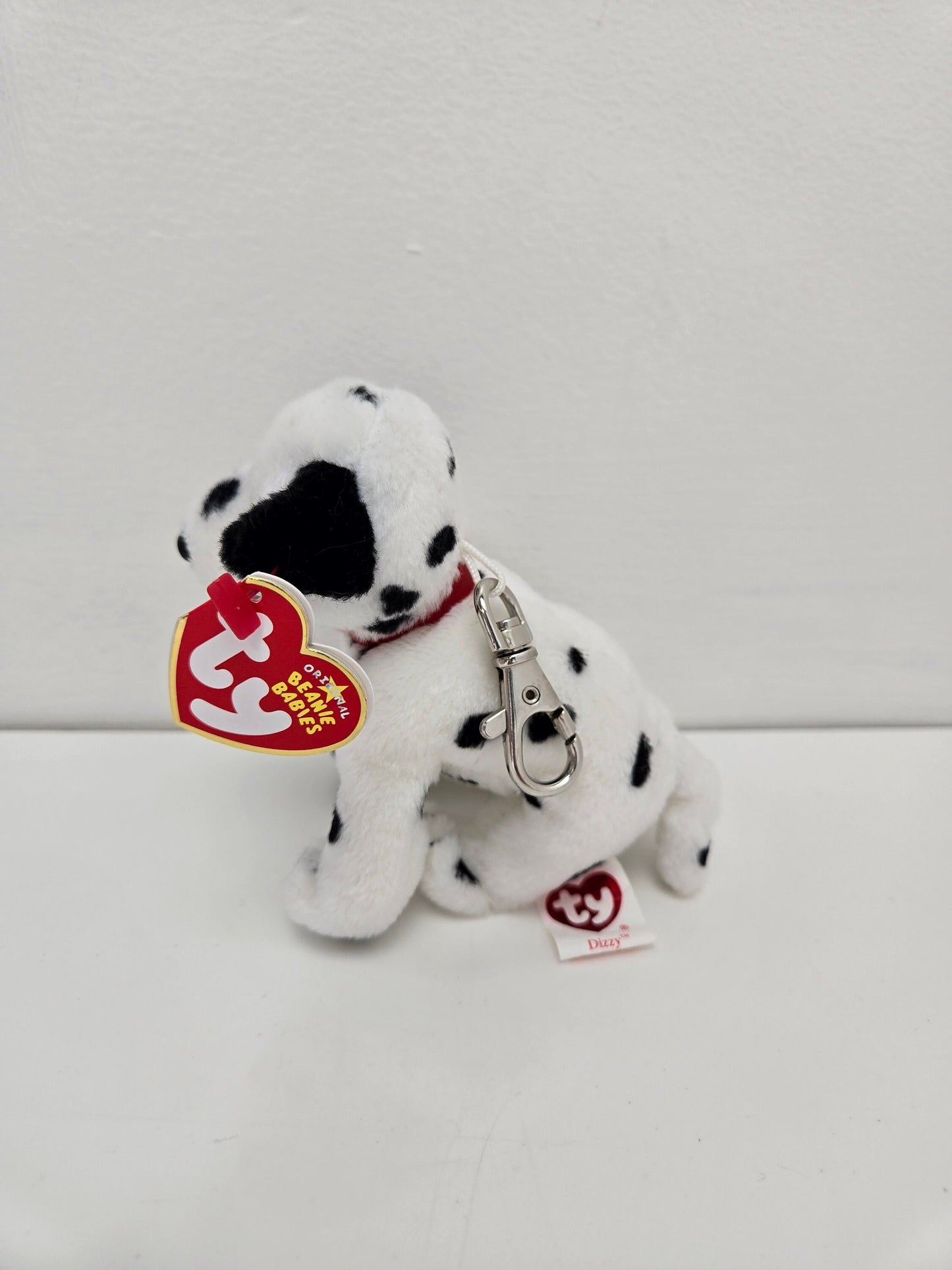 Ty *Keychain* Beanie Baby “Dizzy” the Dalmatian Dog - SMALL Metal Key Clip (4 inch)