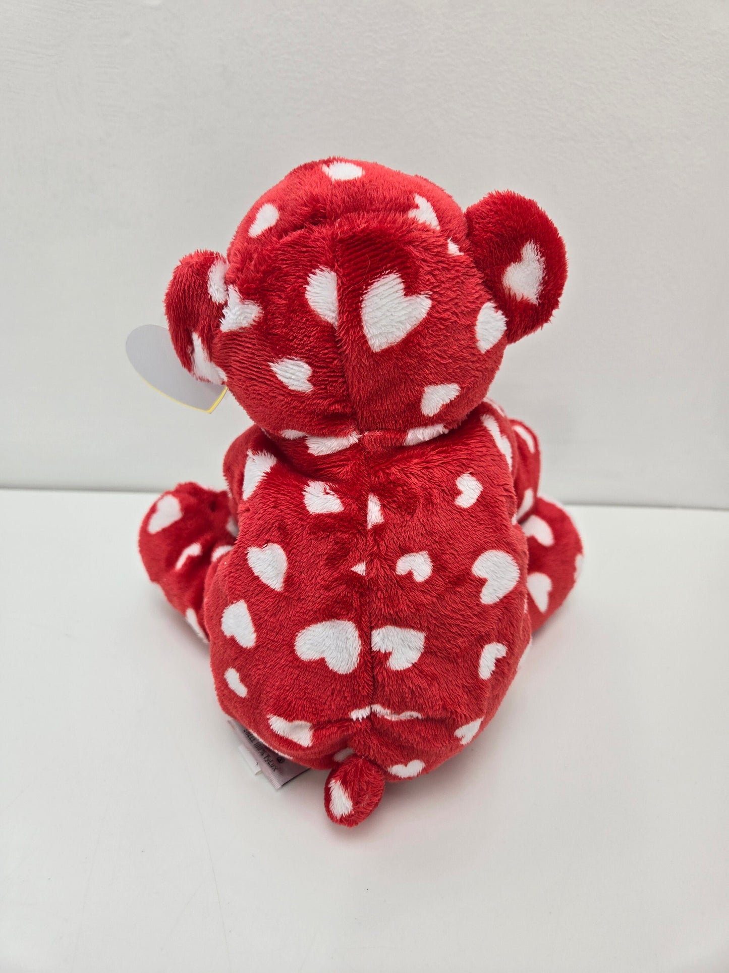 Ty Pluffies Collection “Dreamly” the Red Bear with White Hearts (8 inch)