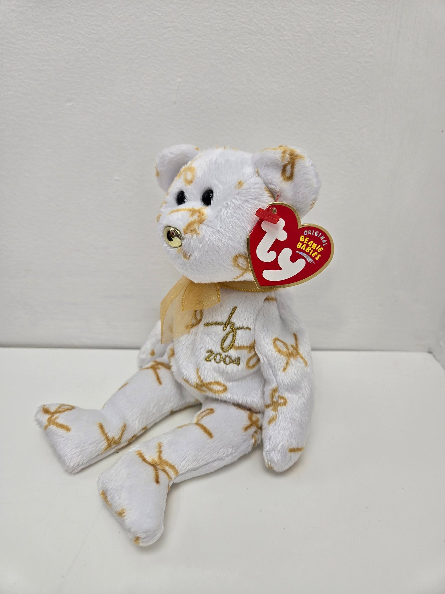 Ty Beanie Baby “Signature Bear” Gold and White Bear (8.5 inch)