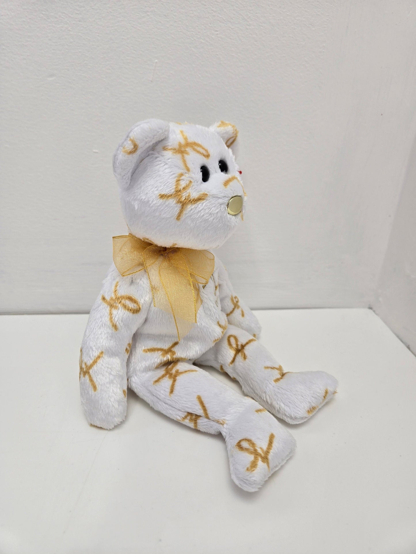 Ty Beanie Baby “2004 Signature Bear” Gold and White Bear (8.5 inch)