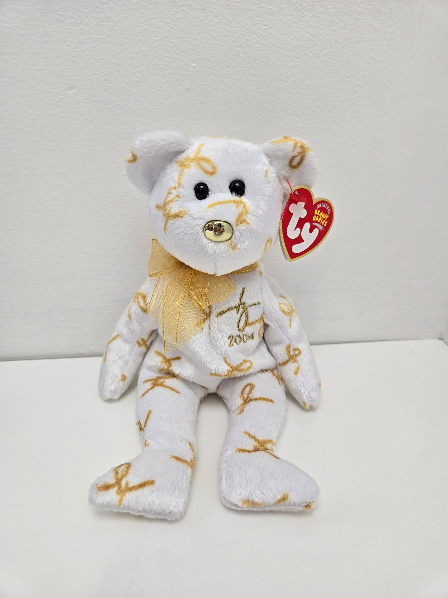 Ty Beanie Baby “2004 Signature Bear” Gold and White Bear (8.5 inch)