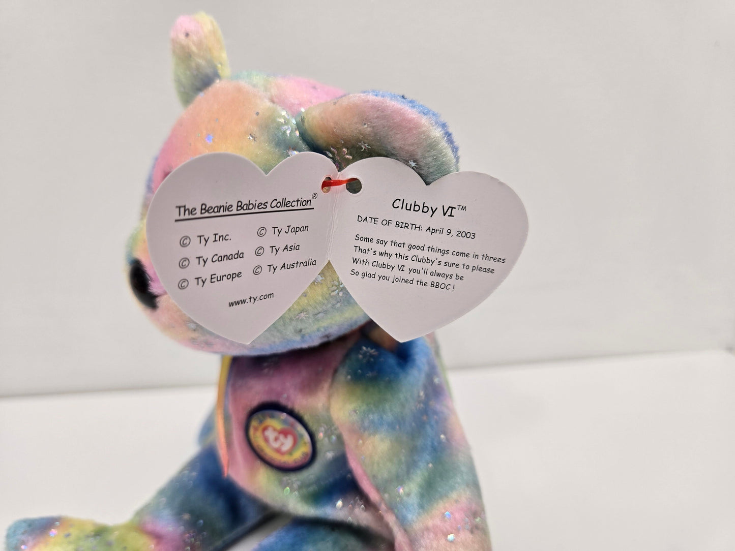 Ty Beanie Baby Clubby 6 the gorgeous Rainbow Bear - Colours Vary! (8.5 inch)