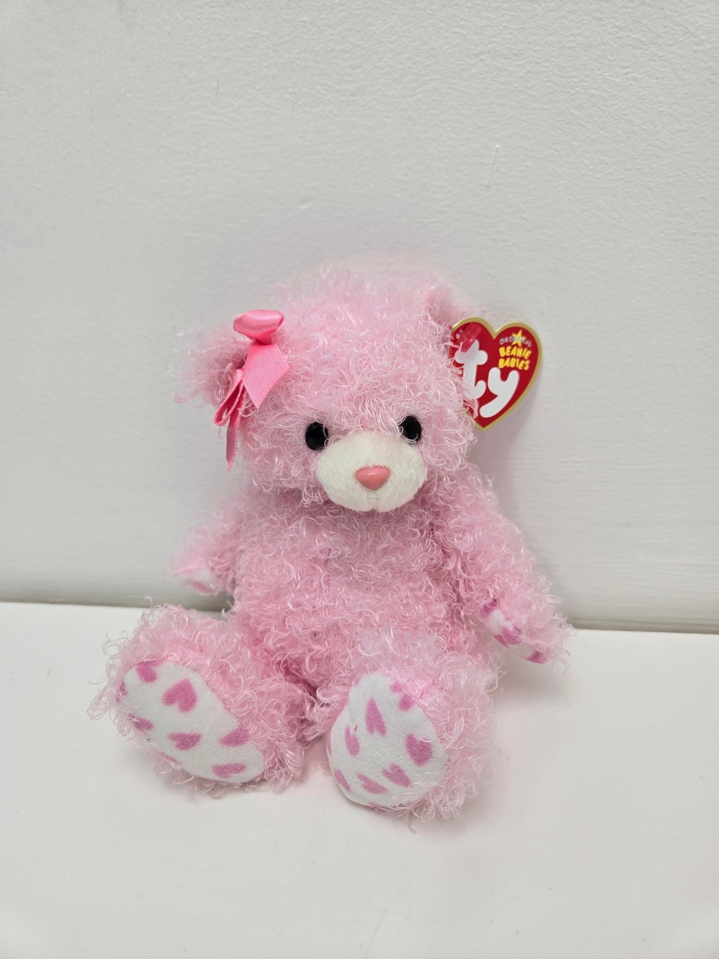 Ty Beanie Baby “Sweetiepaws” the Pink Curly Haired Bear - Internet Exclusive (6 inch)