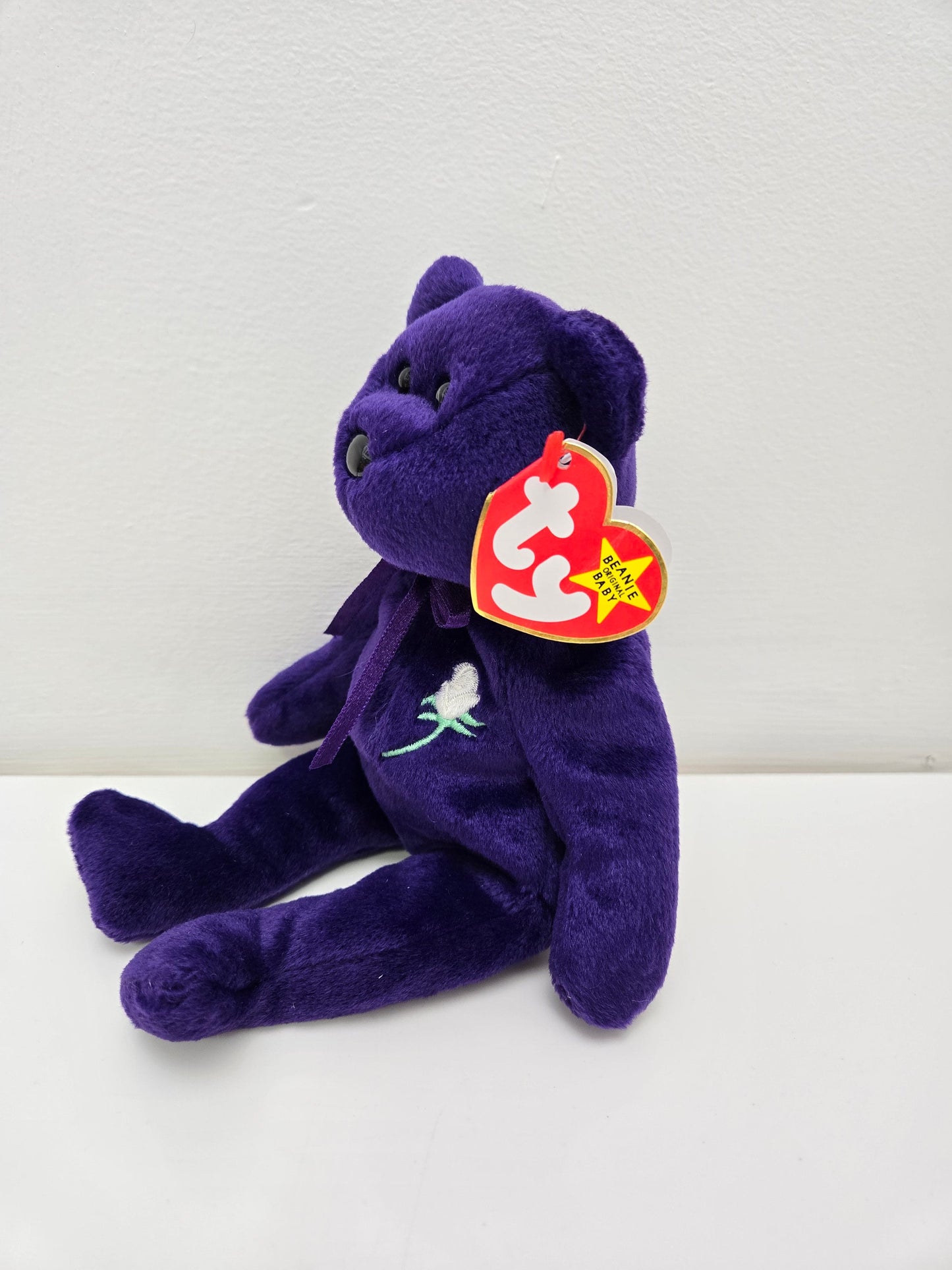 Ty Beanie Baby “Princess” the Princess Diana Bear - Made in Indonesia, PE Pellets, with Canadian Tush Tag! *Rare* (8.5 inch)