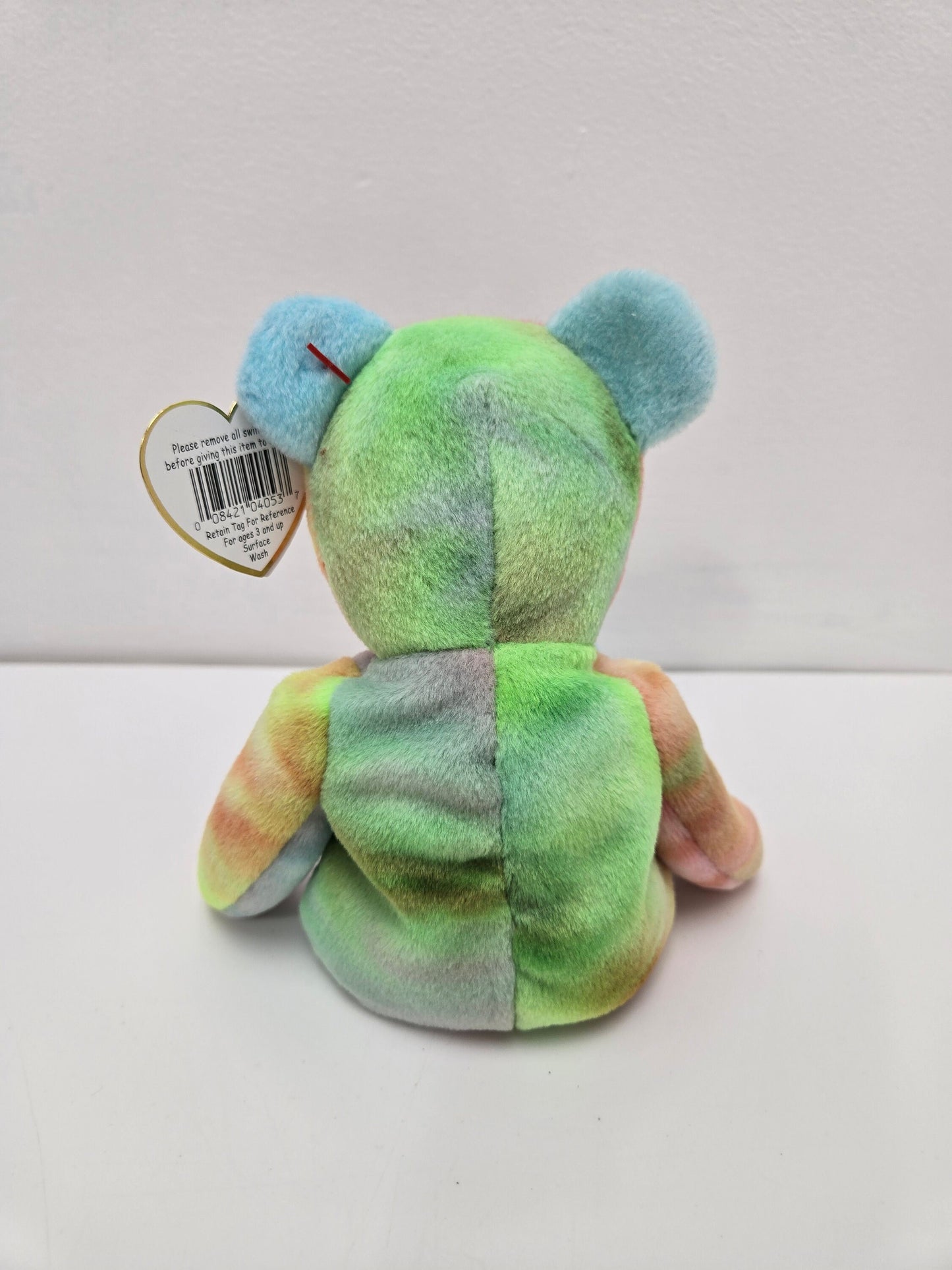 Ty Beanie Baby Peace the Tie-Dye Bear - Made in Indonesia! *Rare!* (8.5 inch)