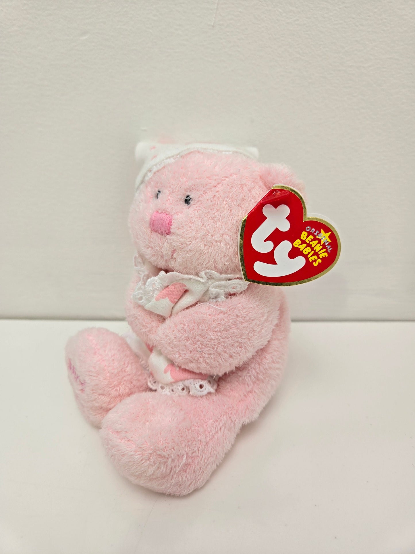 Ty Beanie Baby “Baby Girl” the Bear Holding a Blanket with PJ Hat (7 inch)