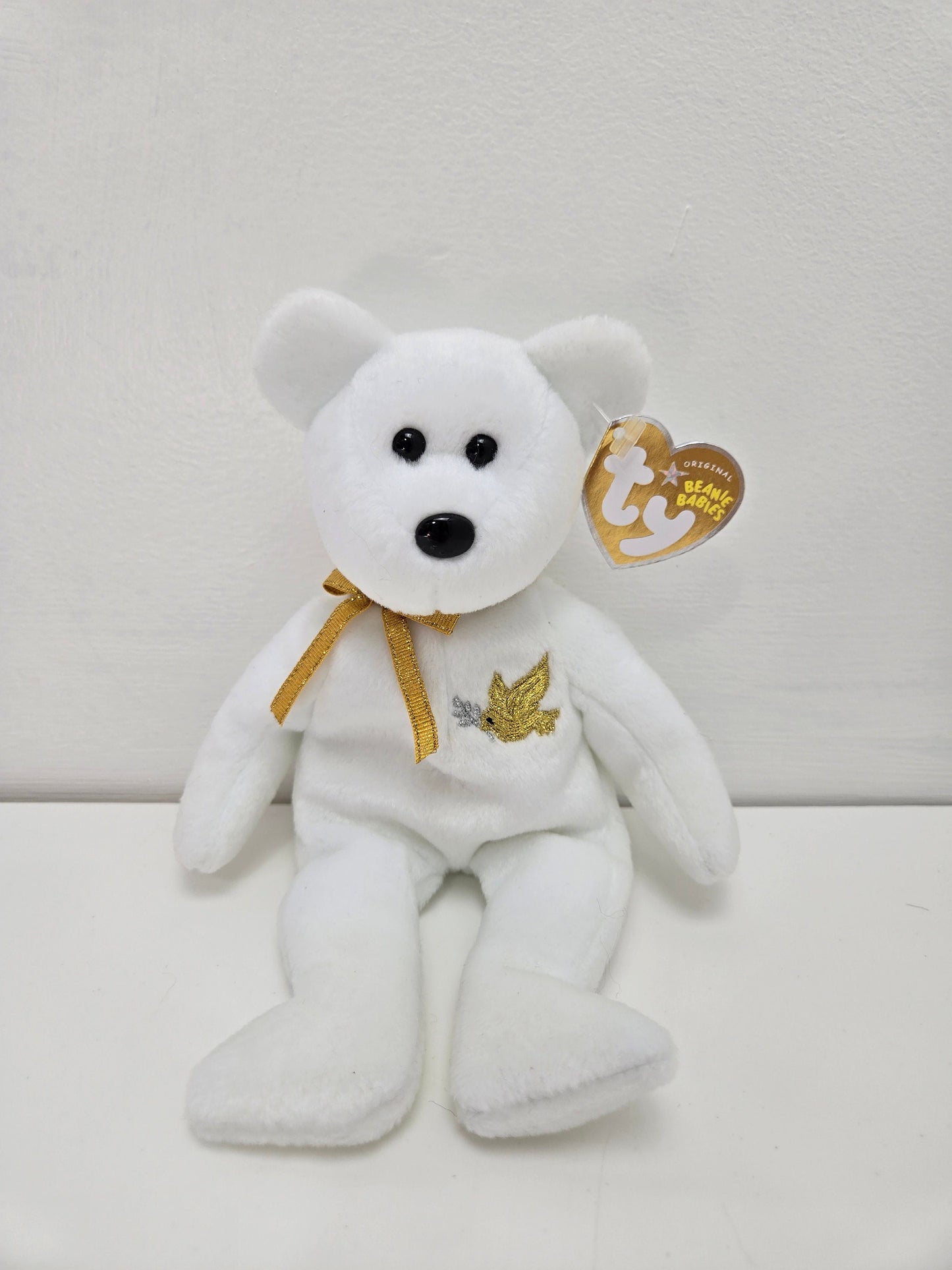 Ty Beanie Baby “Holy Father” the Bear with Gold Ribbon, Gold Hang Tag, Gold Tush Tag - Beanie (8.5 inch)