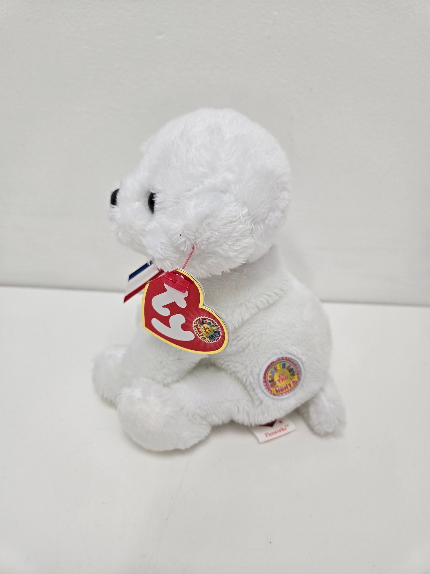 Ty Beanie Baby “Fireworks” the White 4th of July Dog! Beanie Baby of the Month! (5 inch)