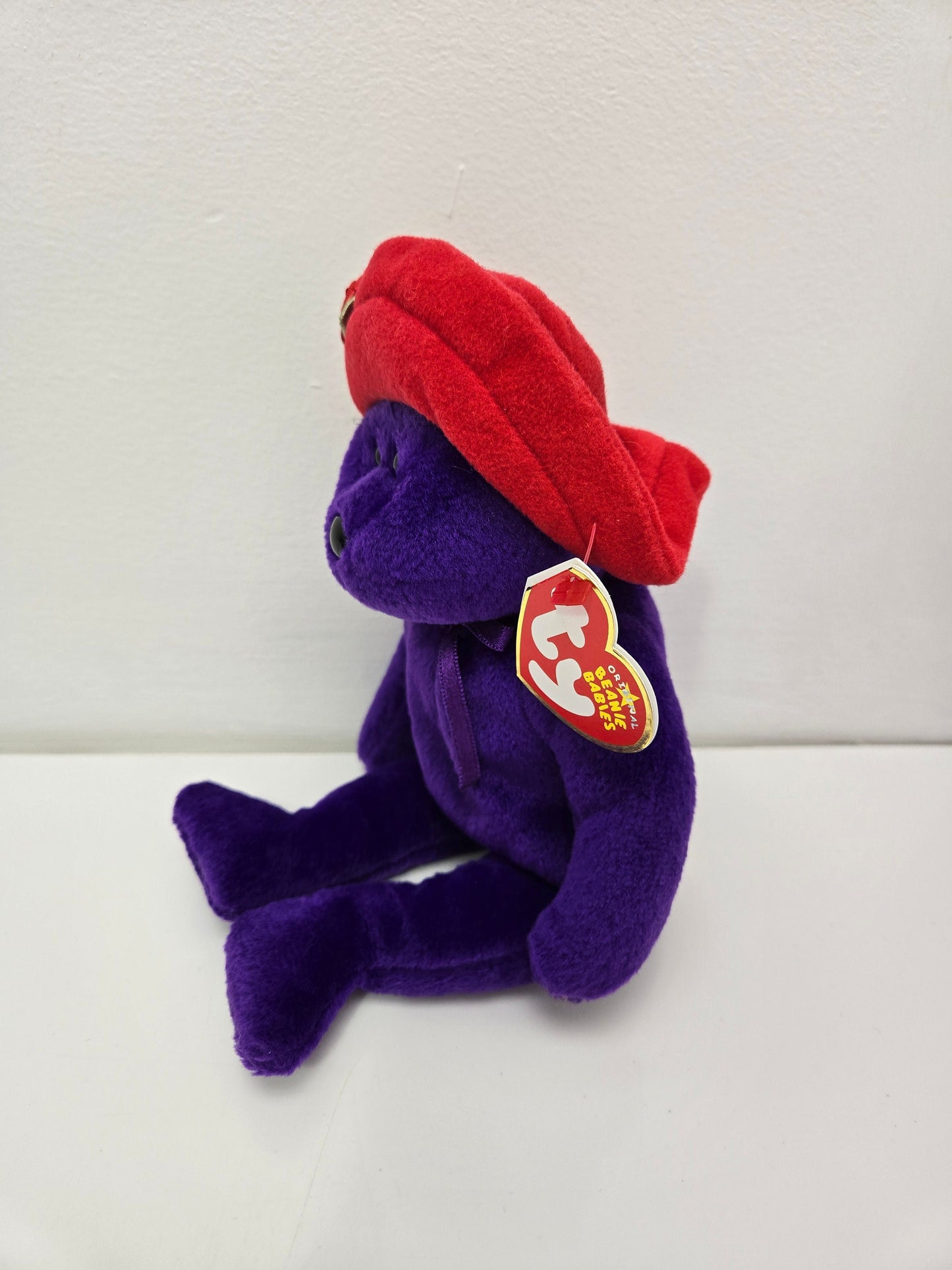 Ty Beanie Baby “Ruby” the Purple Bear with Red Hat! (8.5 inch)