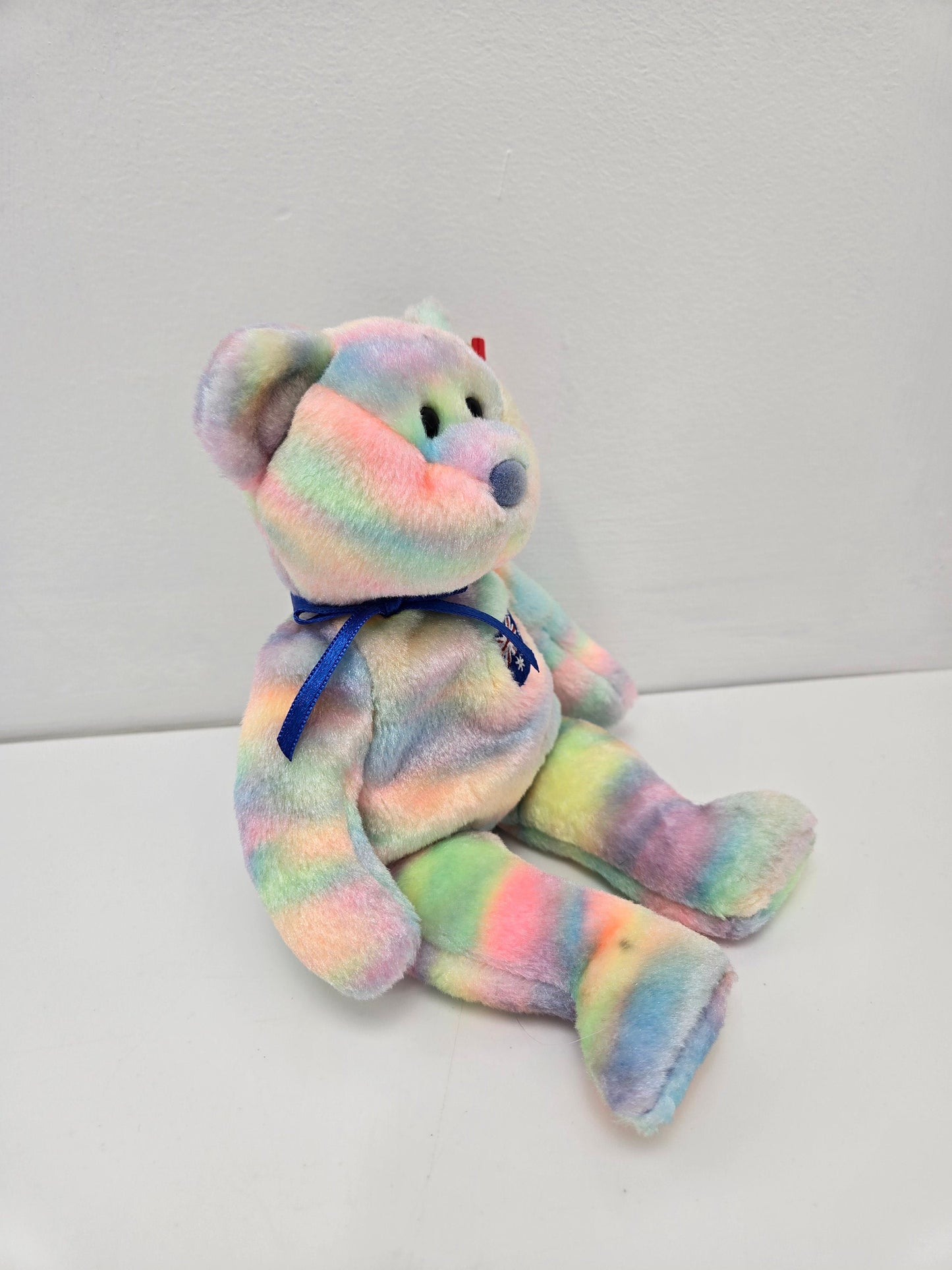 Ty Beanie Baby “Aussiebear” the Australian Exclusive Tie-Dye Bear - One of 6 in the Asia Pacific Set (8.5 inch)