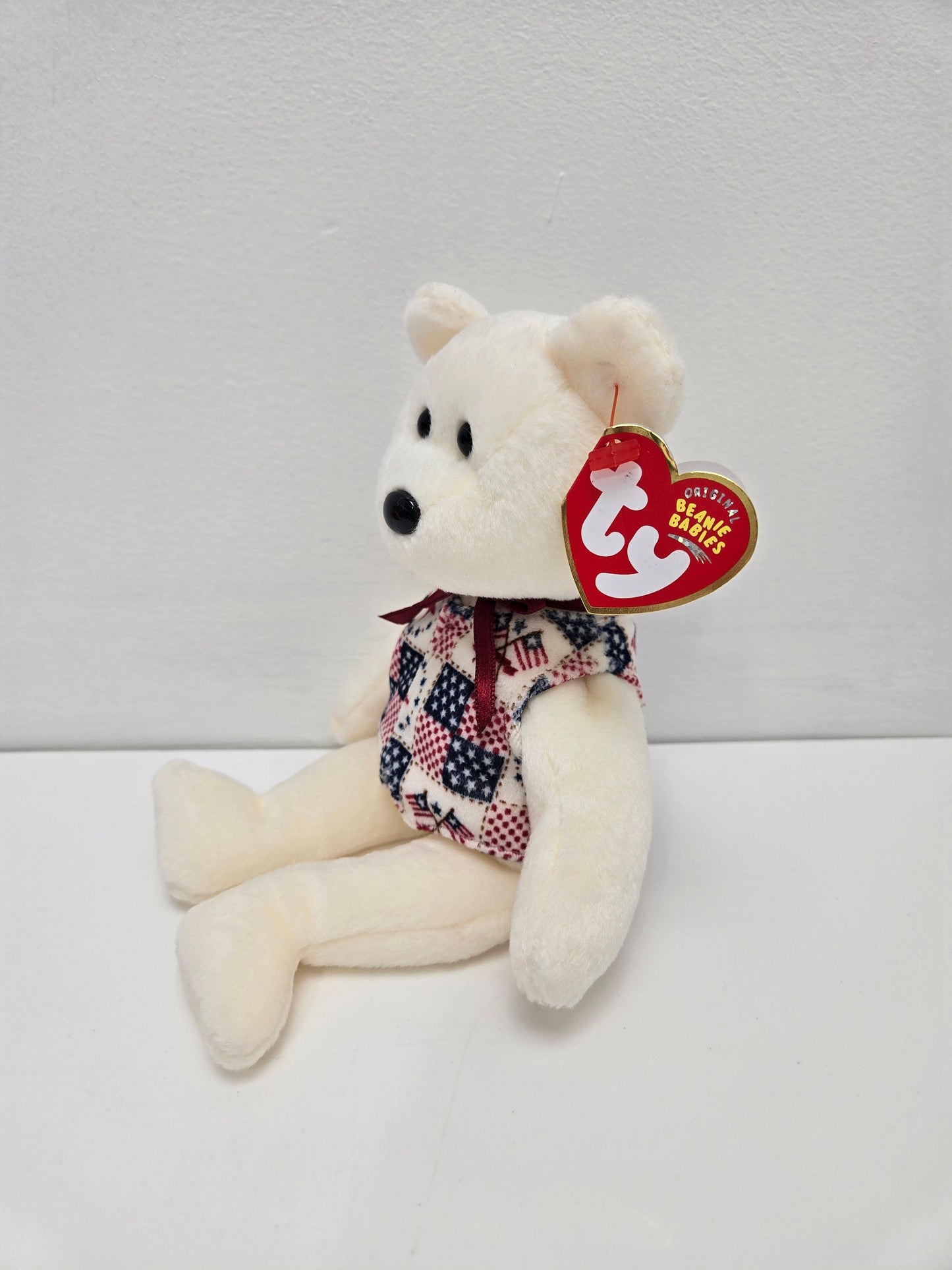 Ty Beanie Baby “Libert-e” the USA American Bear Vest - Internet Exclusive (8.5 inch)