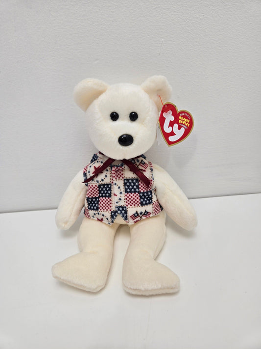 Ty Beanie Baby “Libert-e” the USA American Bear Vest - Internet Exclusive (8.5 inch)