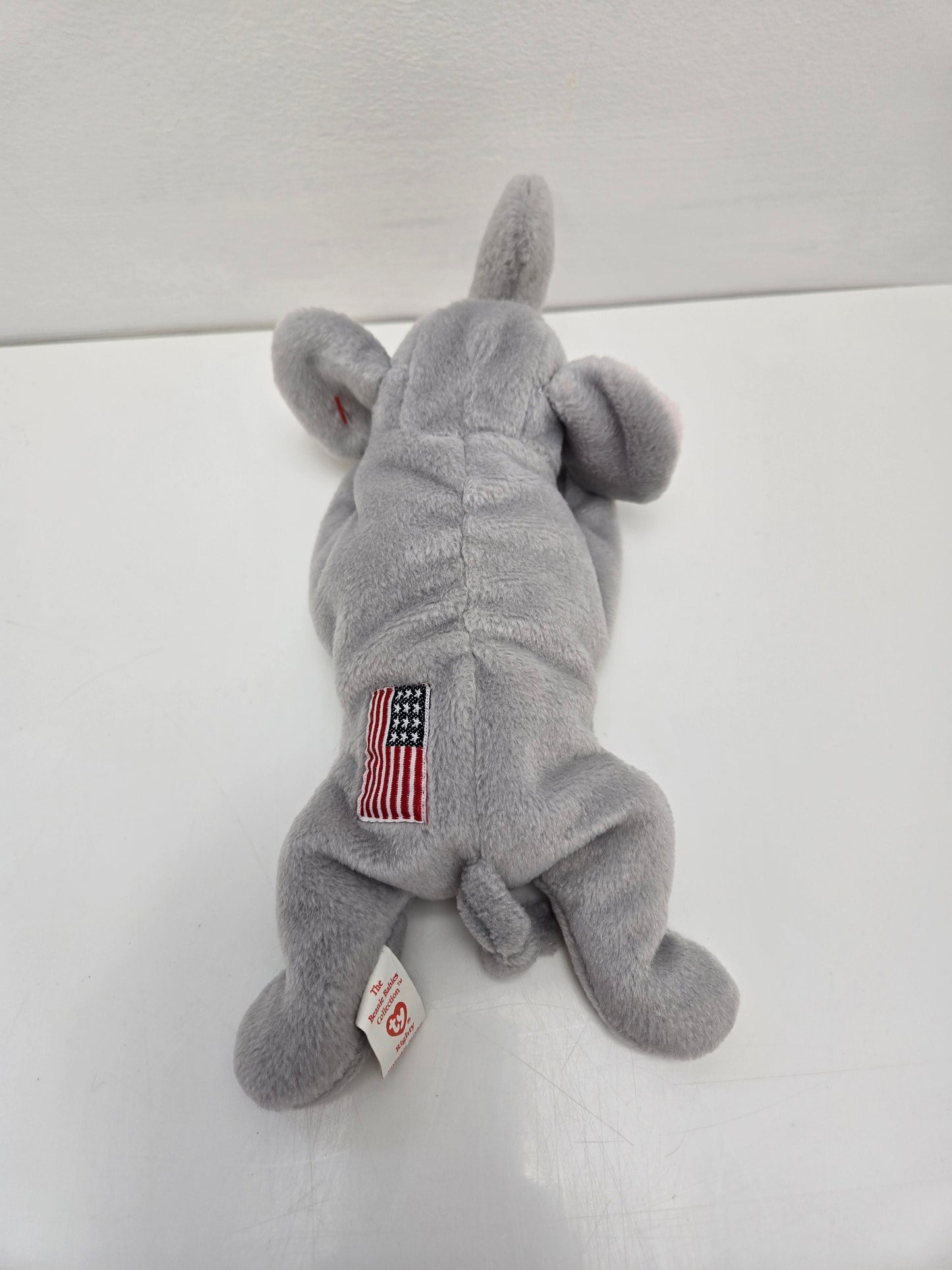 Ty Beanie Baby “Righty” the Patriotic Elephant - USA Flag embroidered on Back - Original Release (8 inch)