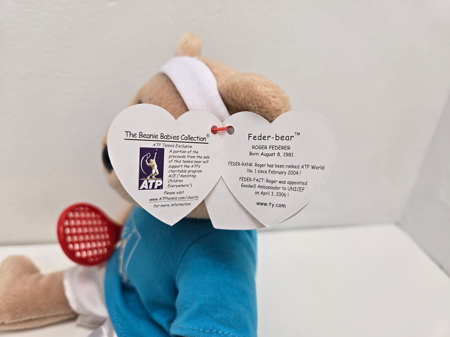 Ty Beanie Baby “Feder Bear” the Roger Federer Tennis Bear - Perfect Gift for Federer’s Retirement! (9 inch)