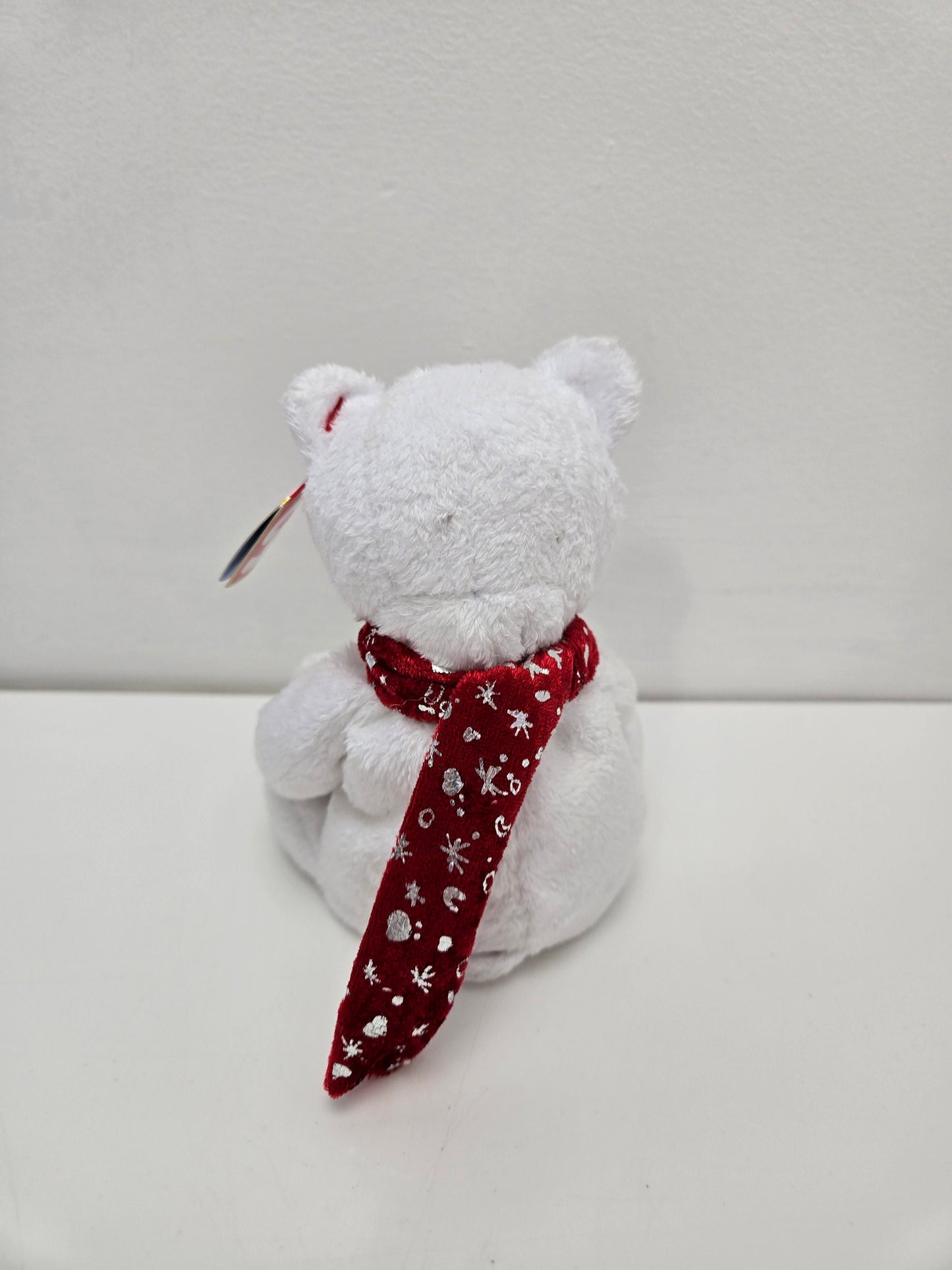 Ty Beanie Baby “2000 Holiday Teddy” the White Holiday Bear wearing Red Scarf (8.5 inch)