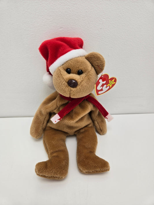 Ty Beanie Baby “1997 Holiday Teddy” the Christmas Bear wearing Santa Hat and Scarf (8.5 inch)