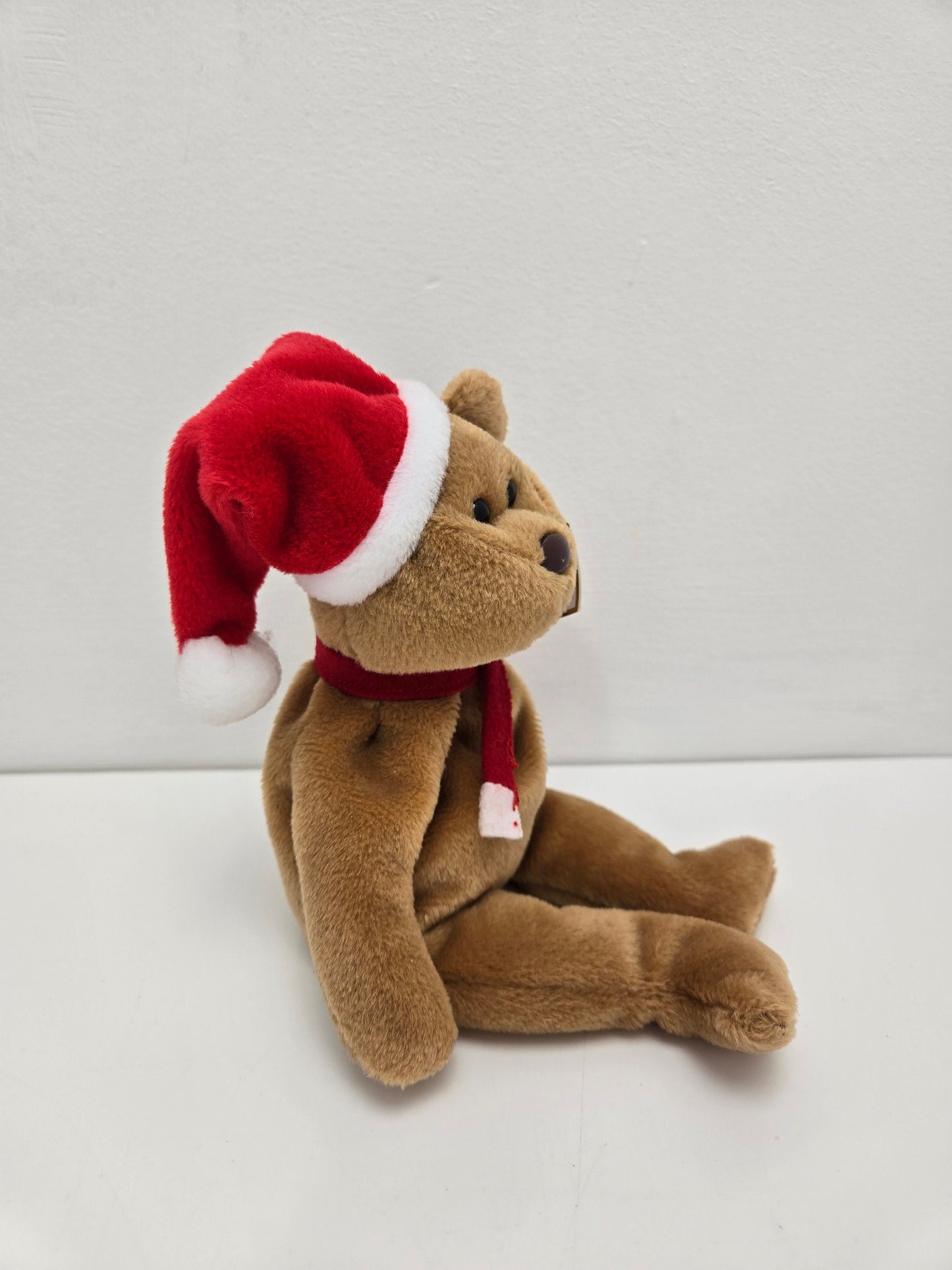 Ty Beanie Baby “1997 Holiday Teddy” the Christmas Bear wearing Santa Hat and Scarf (8.5 inch)