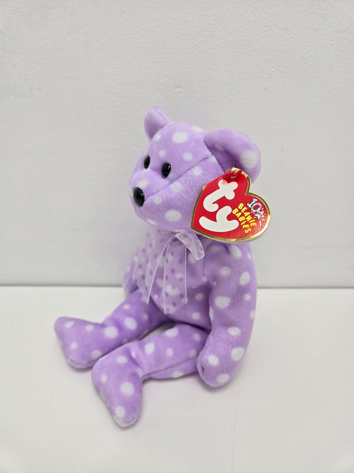 Ty Beanie Baby “Toast” the Purple Polka Dot Bear - Show Exclusive (8.5 inch)