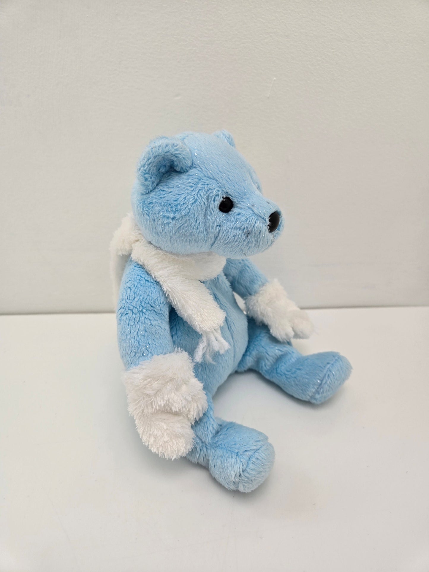 Ty Beanie Baby “Icecubes” the Blue Winter Bear wearing mittens and a scarf (7.5 inch)