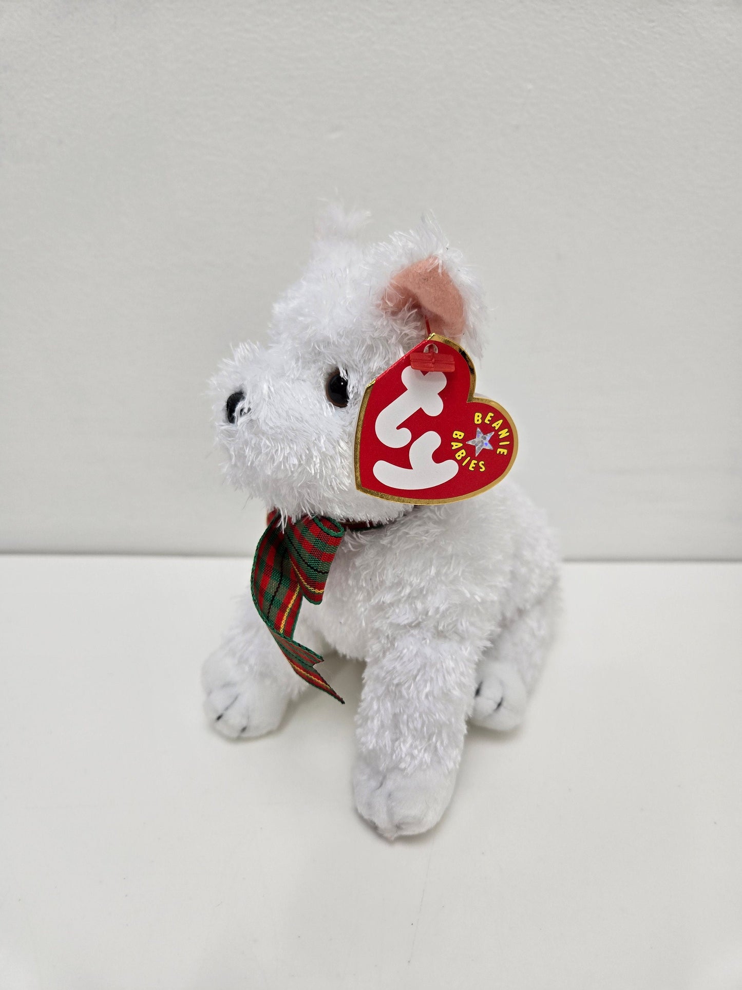 Ty Beanie Baby “Kirby” the West Highland Terrier Dog with Plaid Scarf! (5.5 inch)