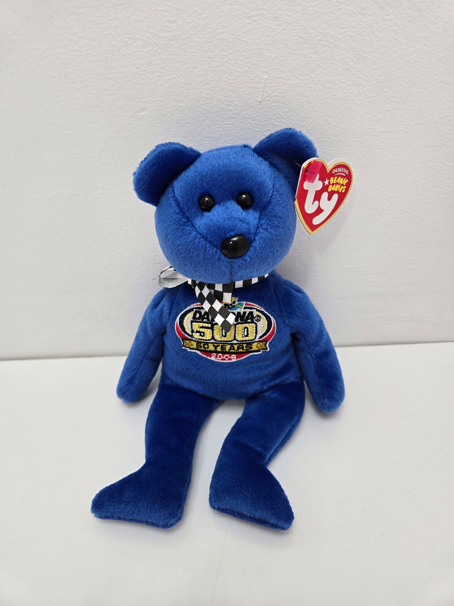 Ty Beanie Baby “Racing Gold” the Blue Nascar Daytona 500 Bear (8.5 inch)