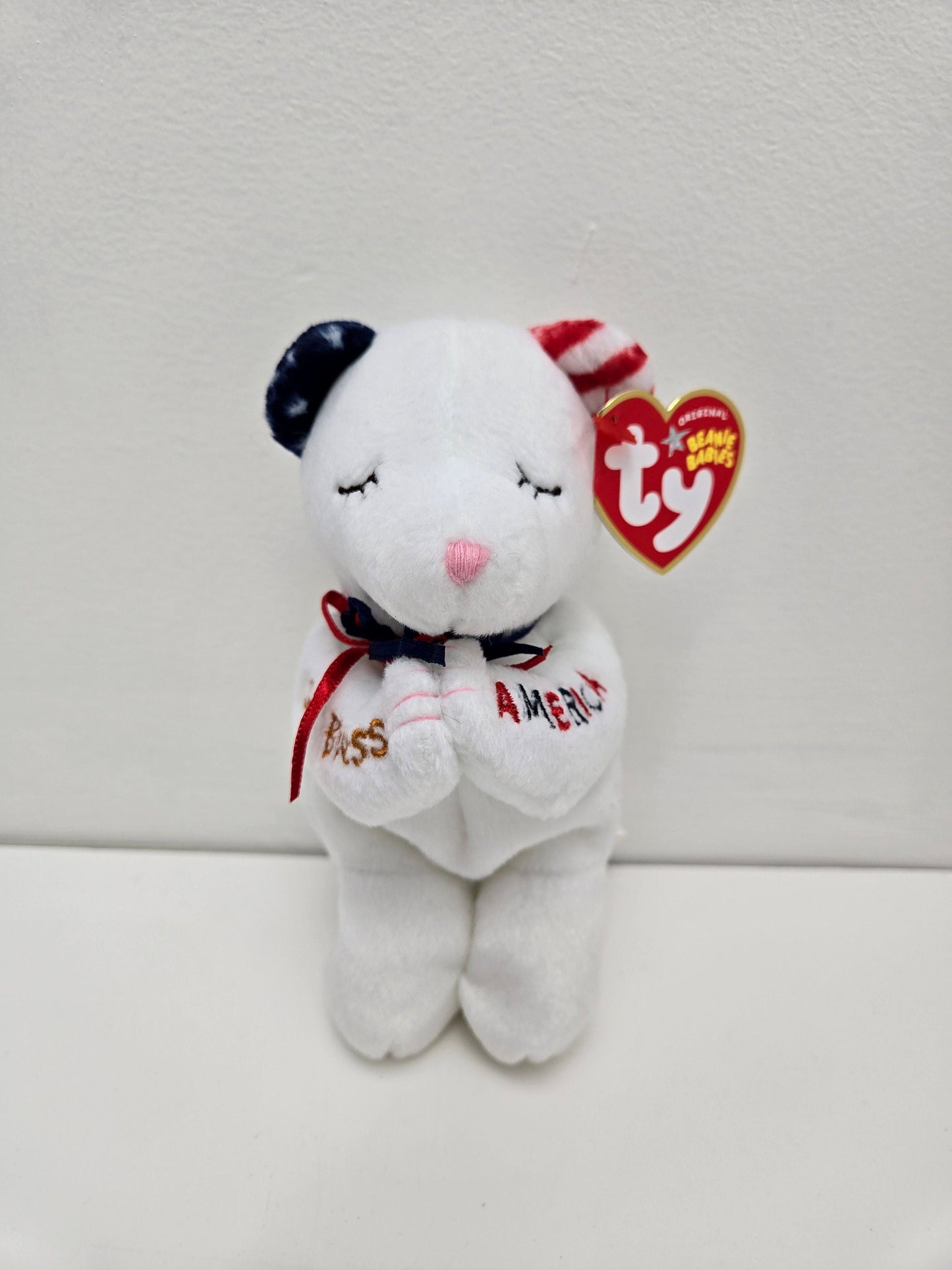 Ty Beanie Baby “American Blessing” the Praying Bear with God Bless America Embroidered on Arms (6.5 inch)