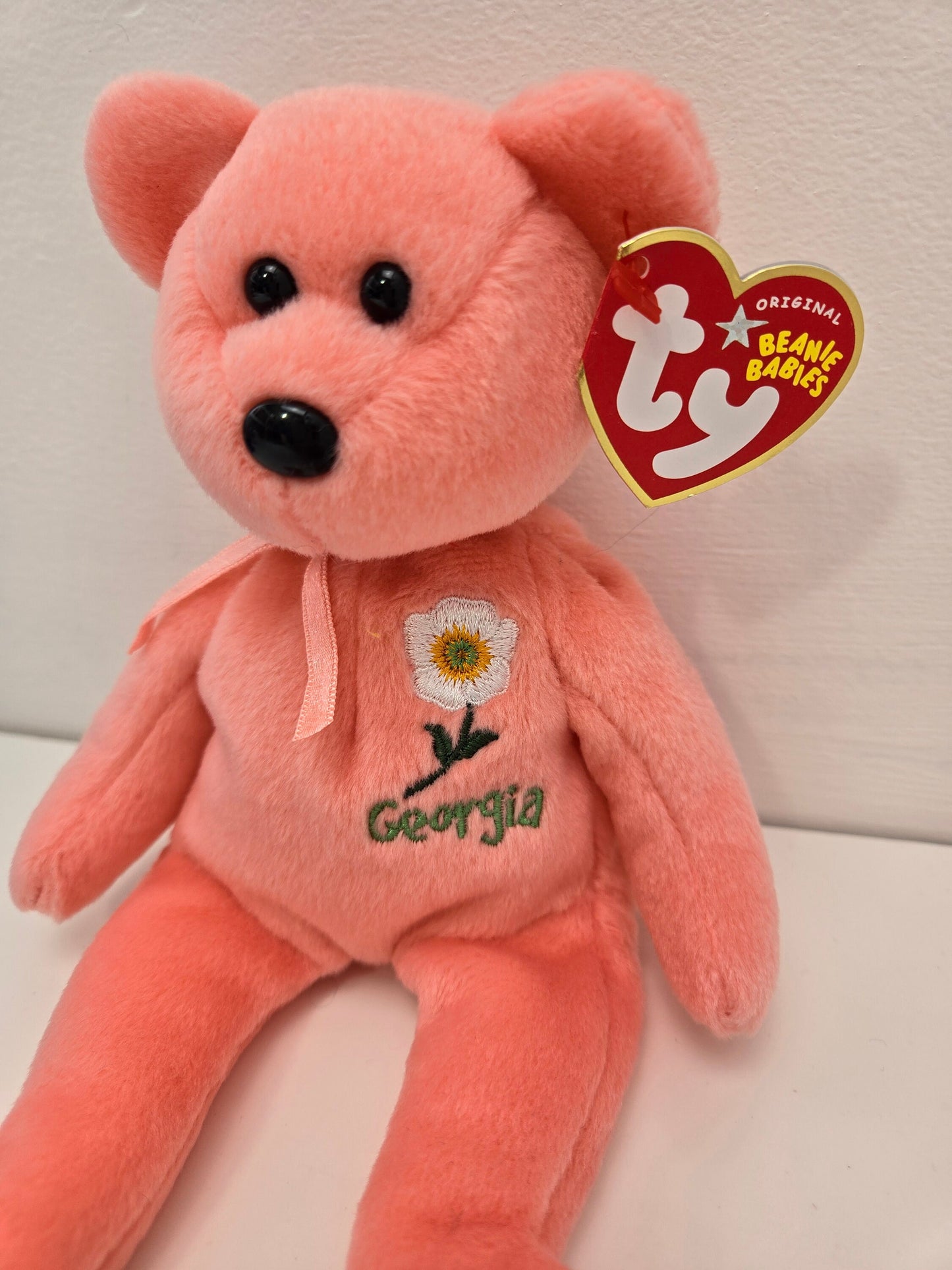 Ty Beanie Baby “Georgia Cherokee Rose” the State Flower Bear - Show Exclusive (8.5 inch)