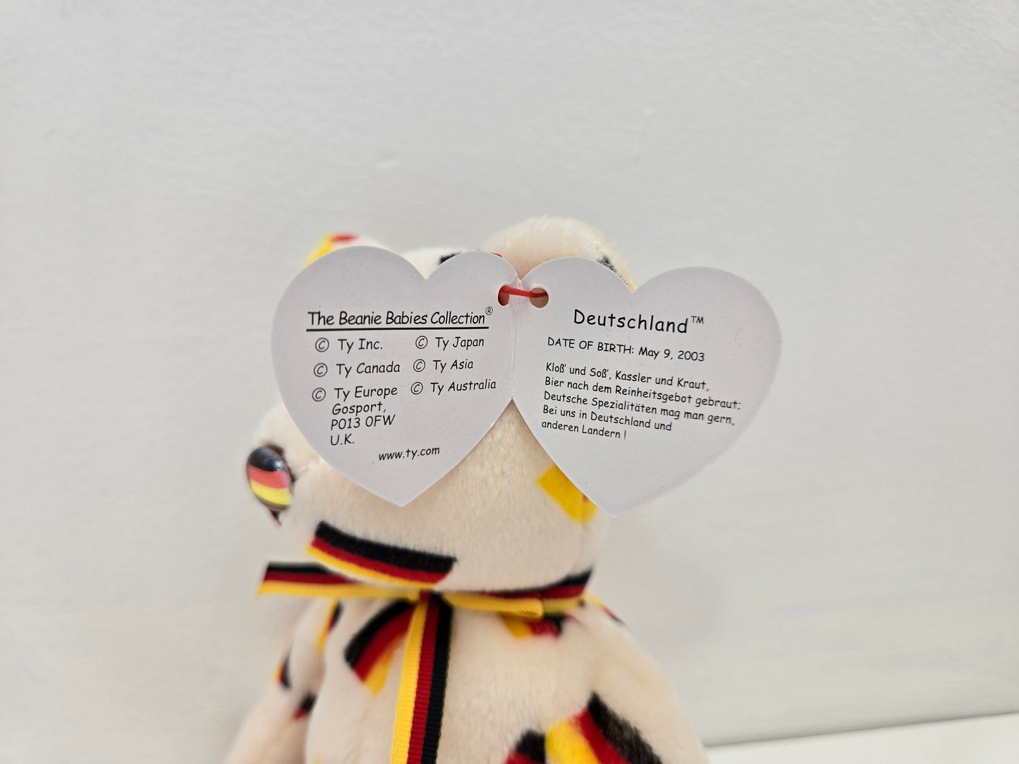 Ty Beanie Baby “Deutschland” the German Bear with German Flags - Flag Nose Version (8.5 inch)