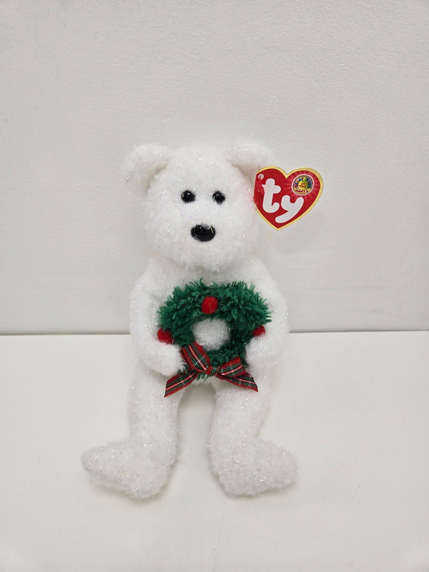 Ty Beanie Baby “Merriment” the Christmas Bear Holding a Wreath - Beanie Baby of the Month (8.5 inch)