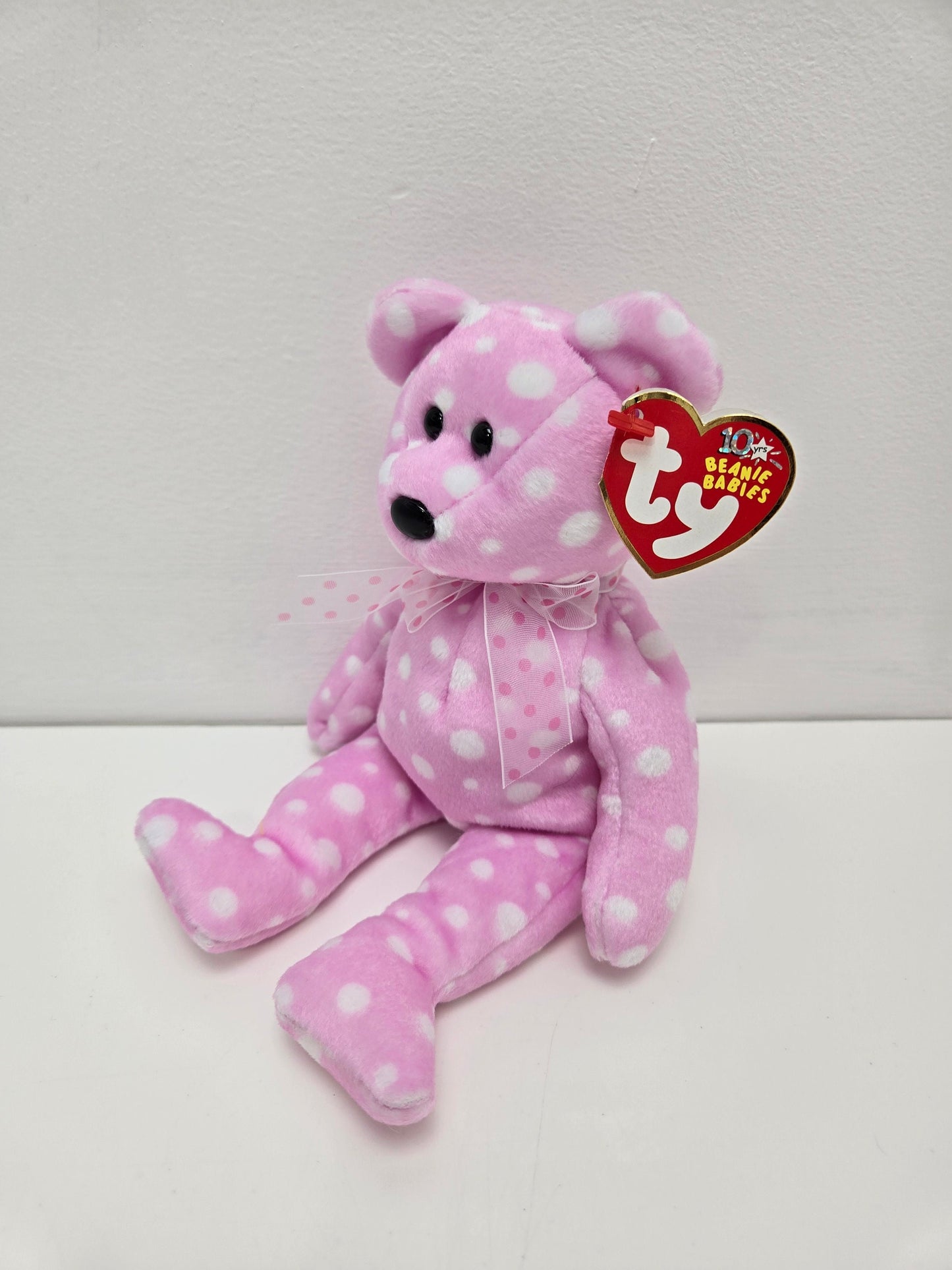 Ty Beanie Baby “Fizz” the Pink Polka Dot Bear - Show Exclusive (8.5 inch)