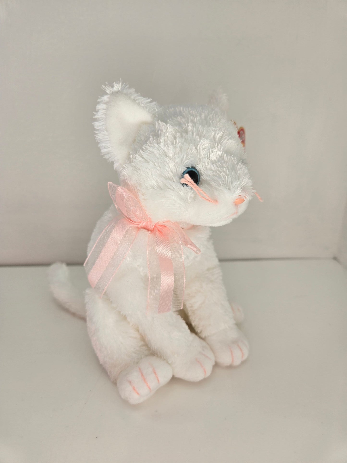 Ty Beanie Baby “Fancy” the White Cat with Pink Bow (6 inch)