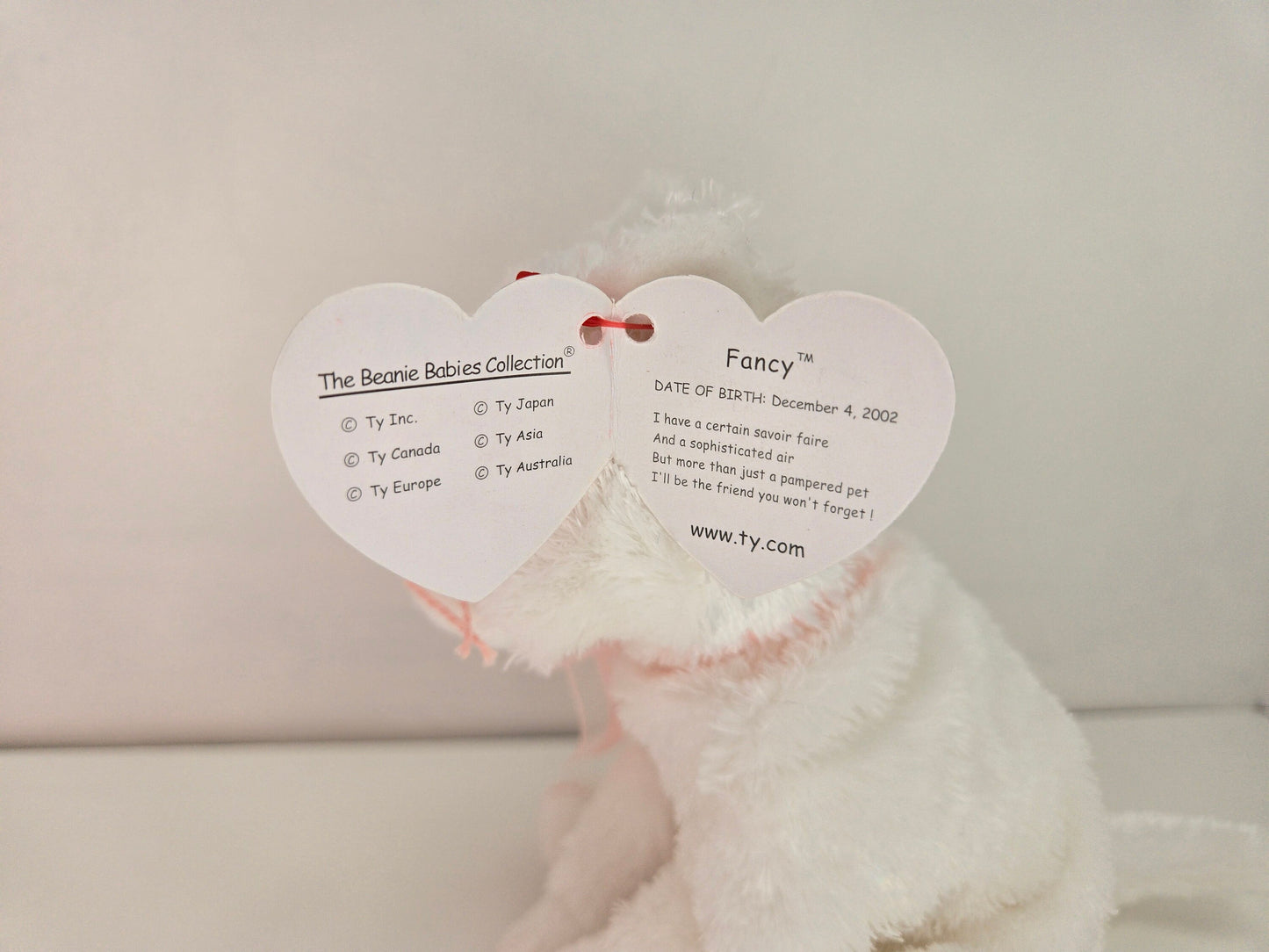 Ty Beanie Baby “Fancy” the White Cat with Pink Bow (6 inch)