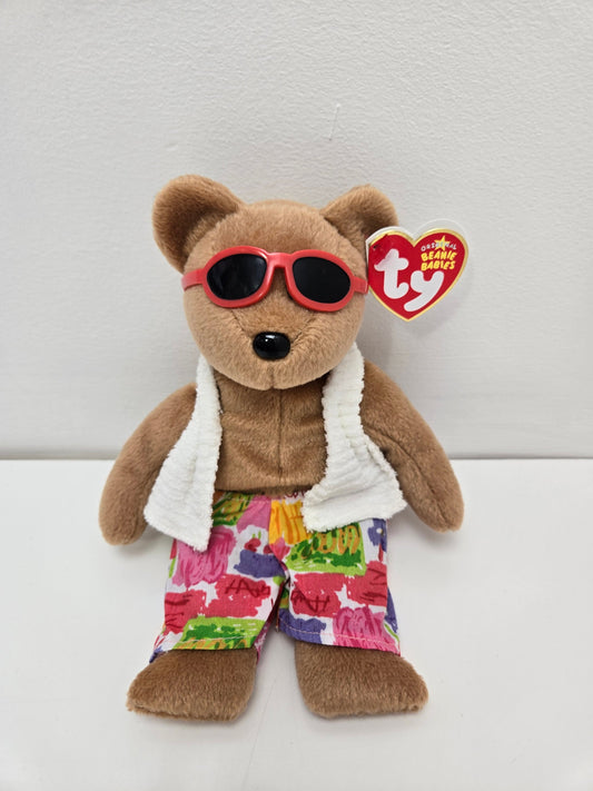 Ty Beanie Baby “Miami” the Summer Bear wearing a Bathing Suit and Towel! (9 inch)