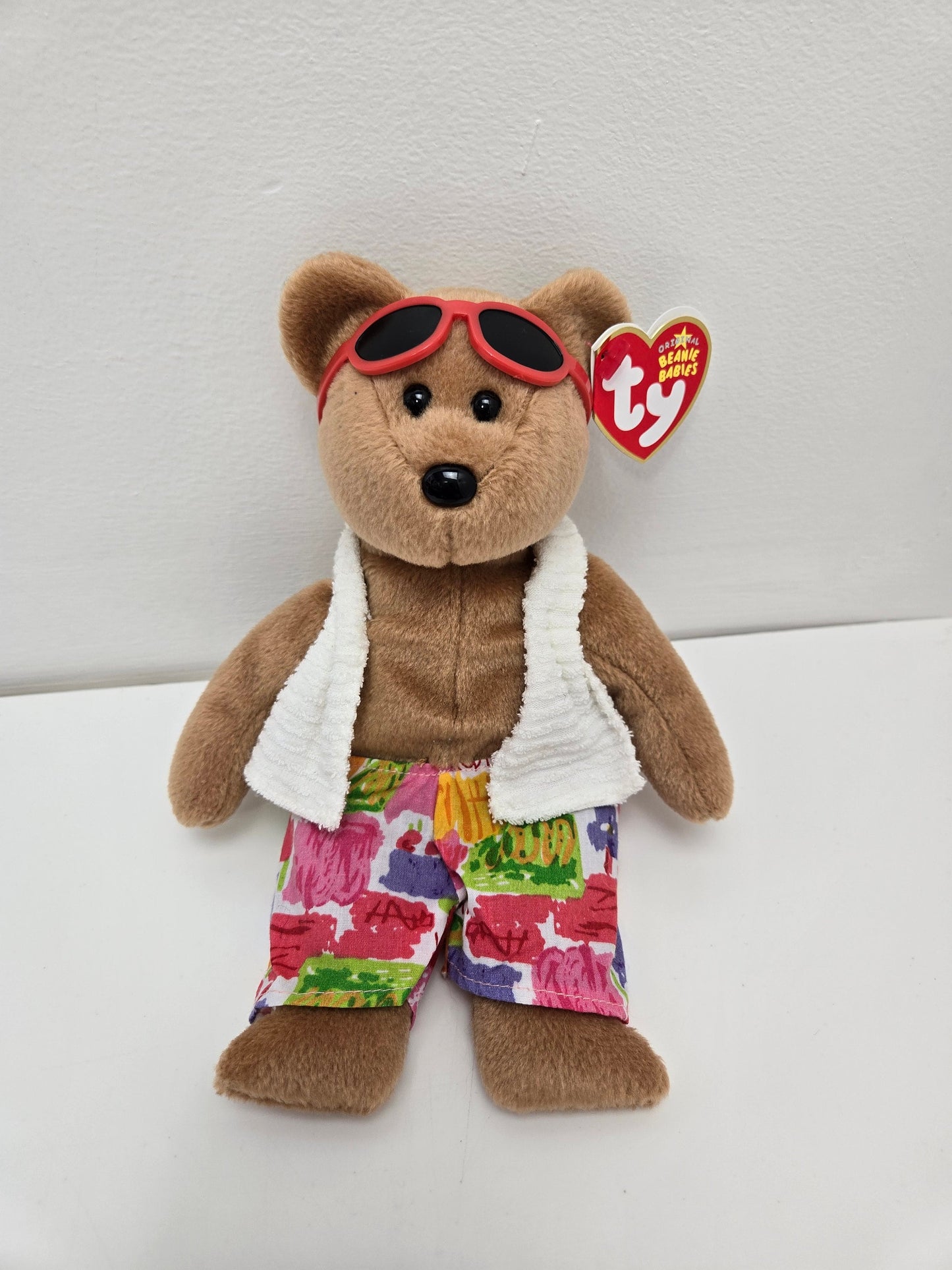 Ty Beanie Baby “Miami” the Summer Bear wearing a Bathing Suit and Towel! (9 inch)