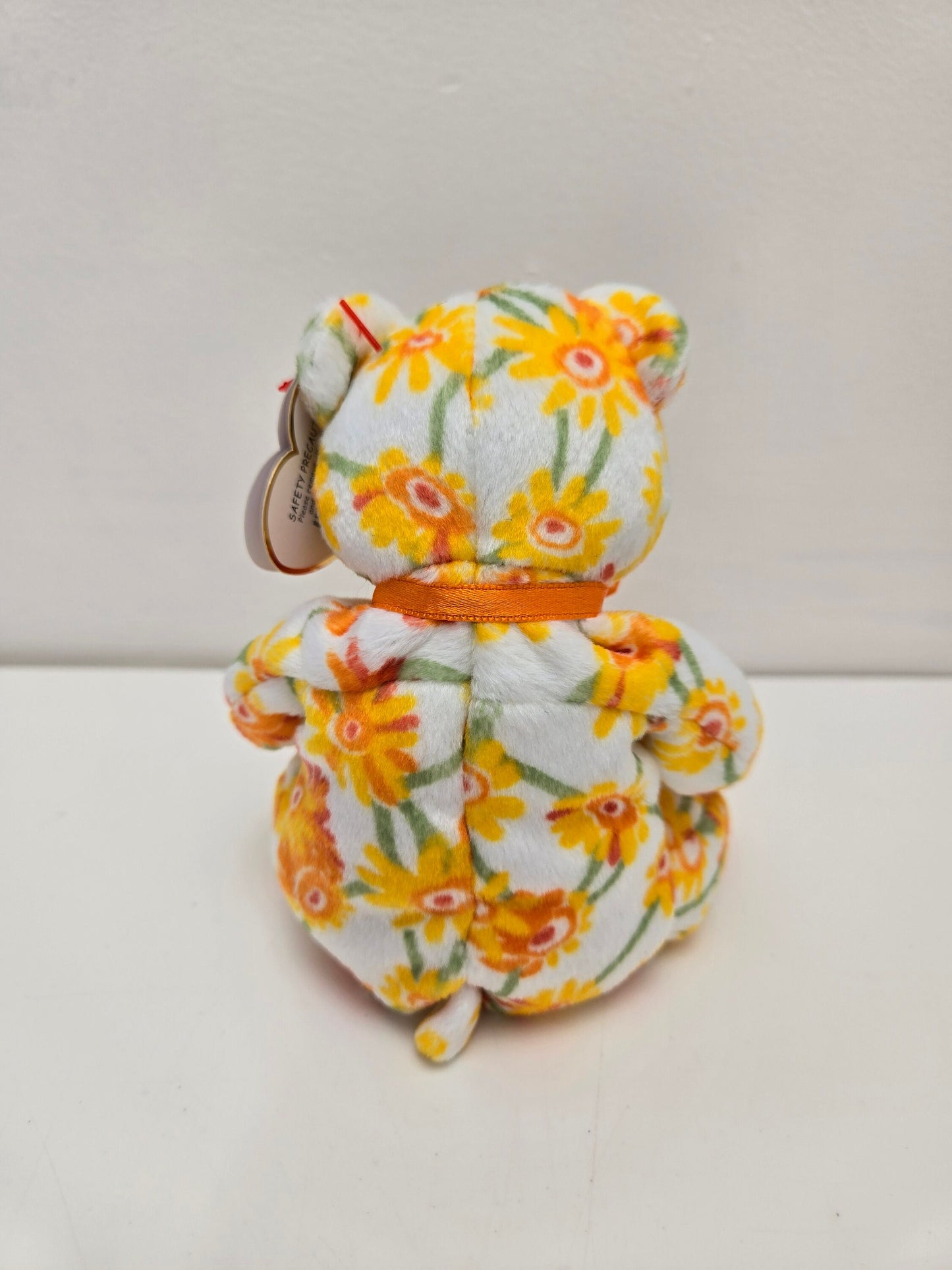 Ty Beanie Baby “Shasta” the Orange Floral Bear (7 inch)