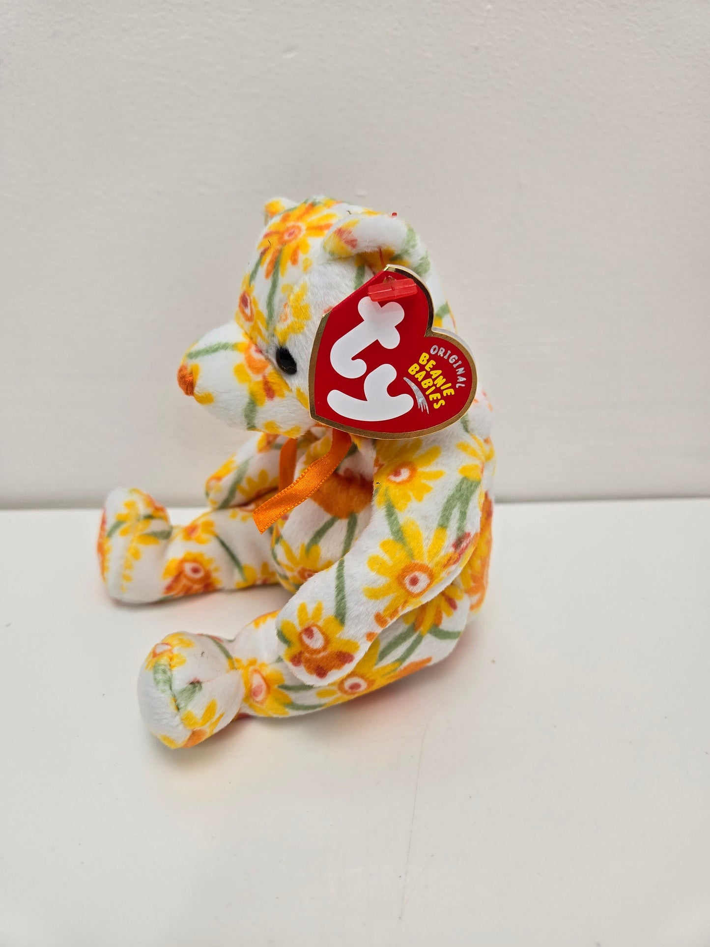 Ty Beanie Baby “Shasta” the Orange Floral Bear (7 inch)
