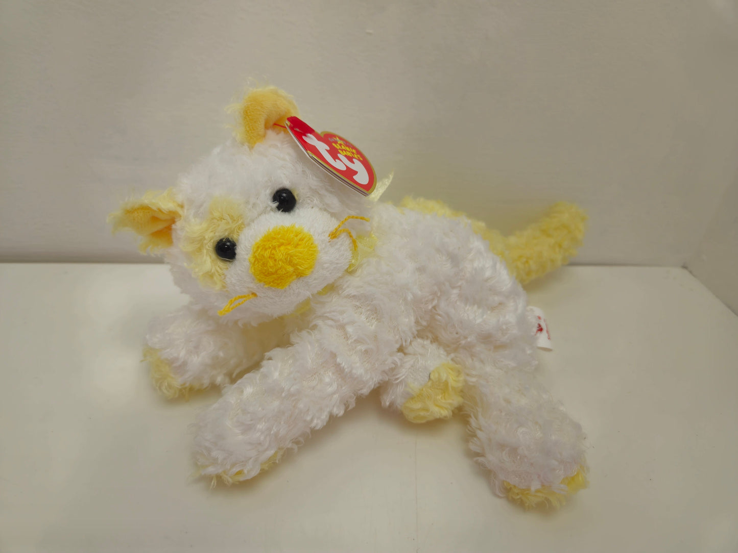 Ty Beanie Baby “Saffron” the white and yellow cat  (8 inch)