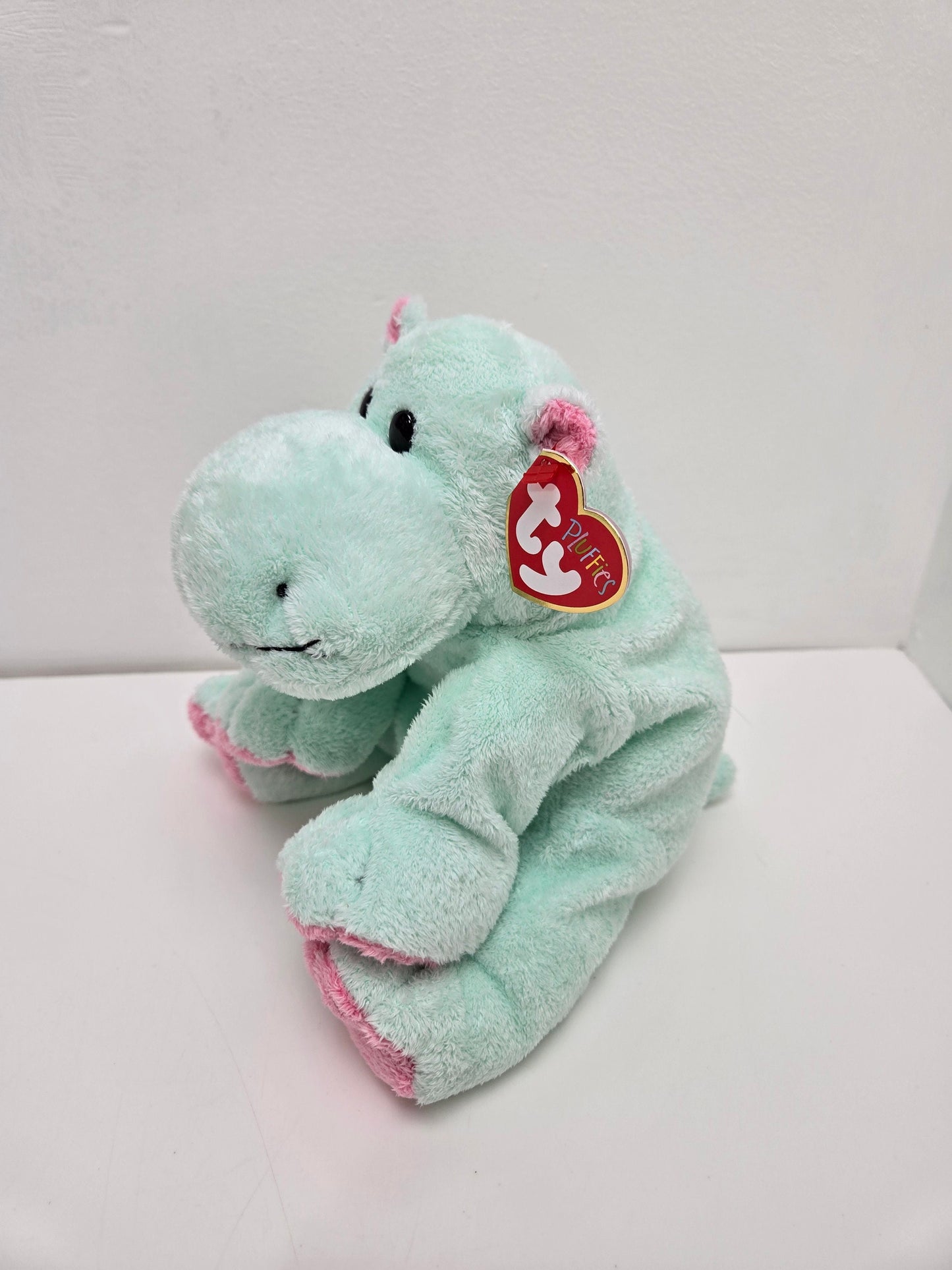 Ty Pluffies Collection “Tubby” the Green and Pink Hippo  - *Rare* (10 inch)