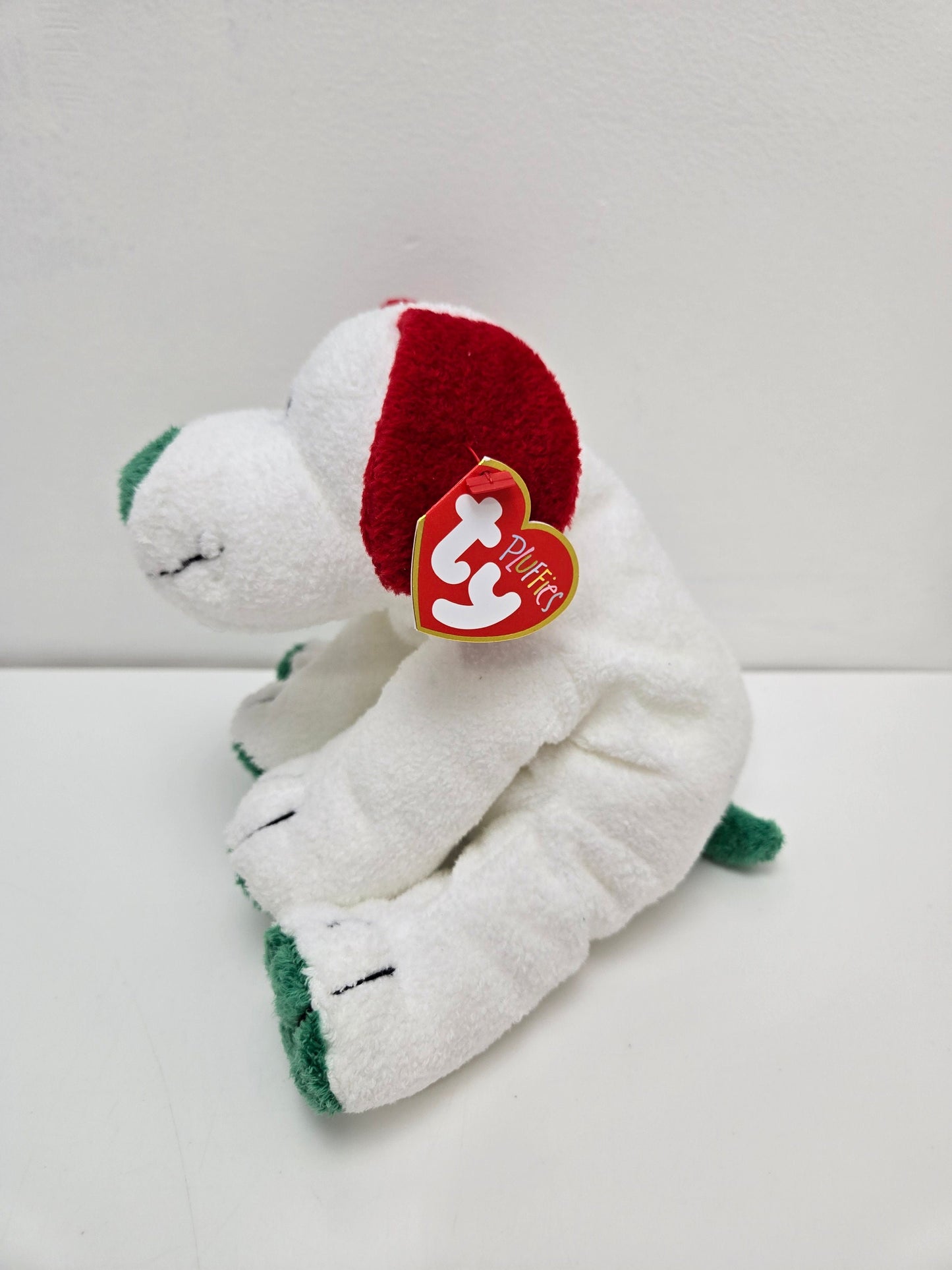 Ty Pluffies Collection “Frost” the Green, White, and Red Holiday Dog (8 inch)