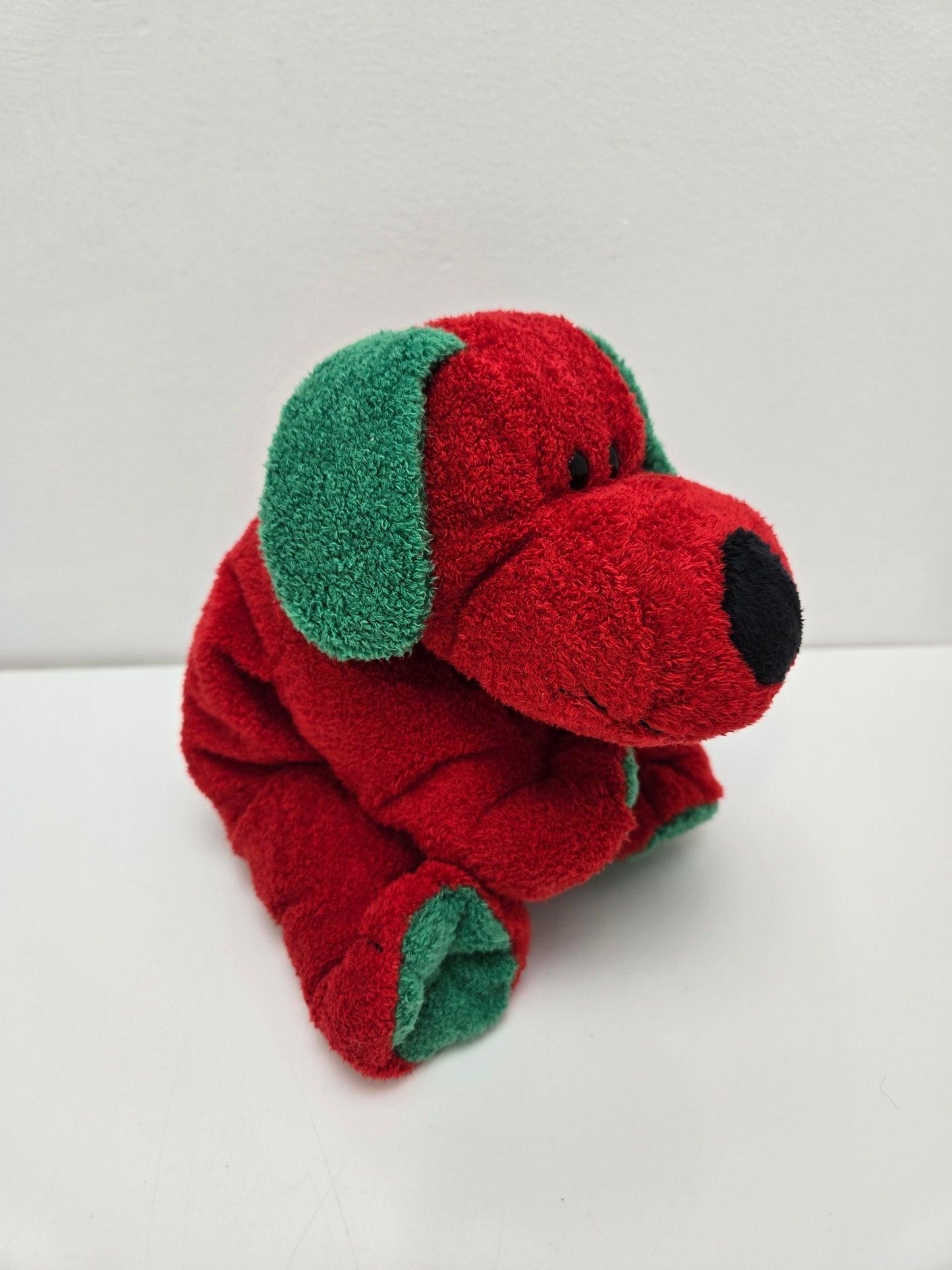 Ty Pluffies Collection “Jingles” the Green and Red Holiday Dog (8 inch)