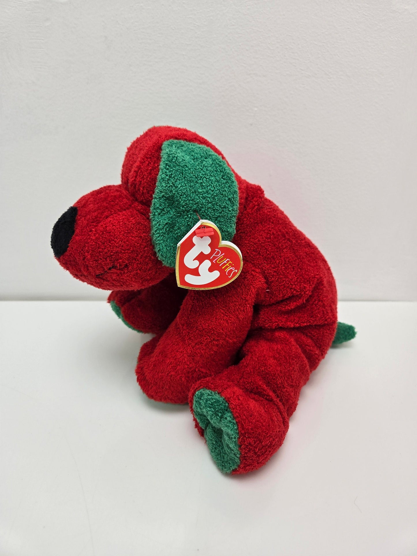 Ty Pluffies Collection “Jingles” the Green and Red Holiday Dog (8 inch)