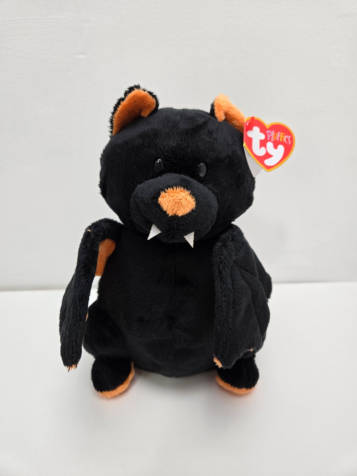 Ty Pluffies Collection “Moonstruck” the Black and Orange Halloween Bat  (8.5 inch)