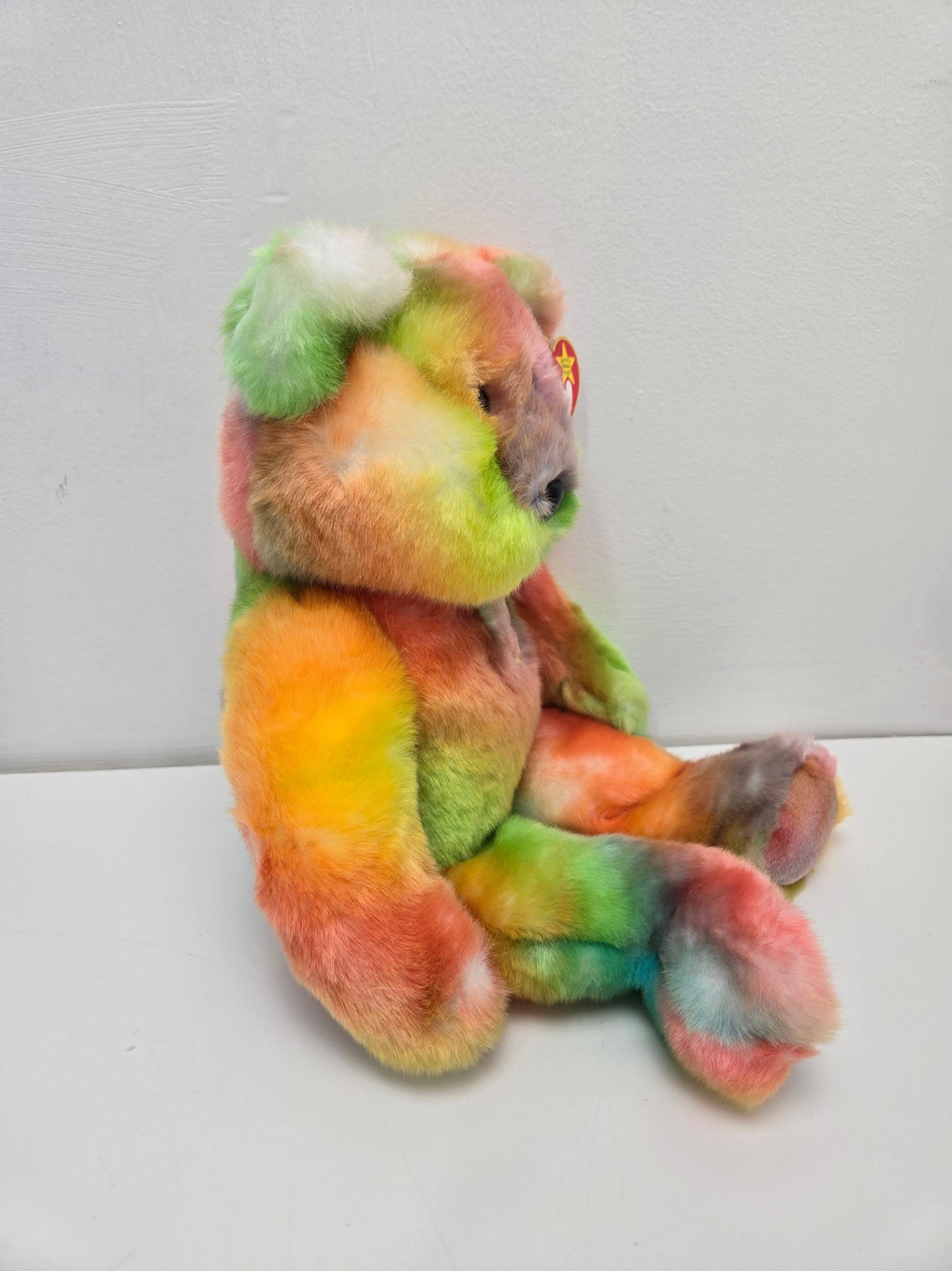 Ty Beanie Buddy “Peace” the Tie-Dye Bear  - Bright version *Exact Colours Vary (14 inch)