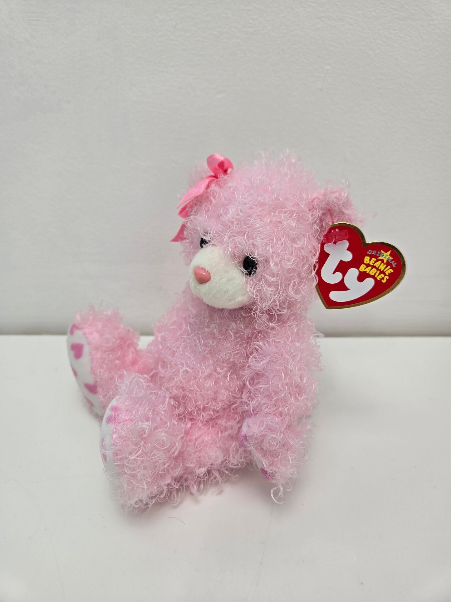 Ty Beanie Baby “Sweetiepaws” the Pink Curly Haired Bear - Internet Exclusive (6 inch)