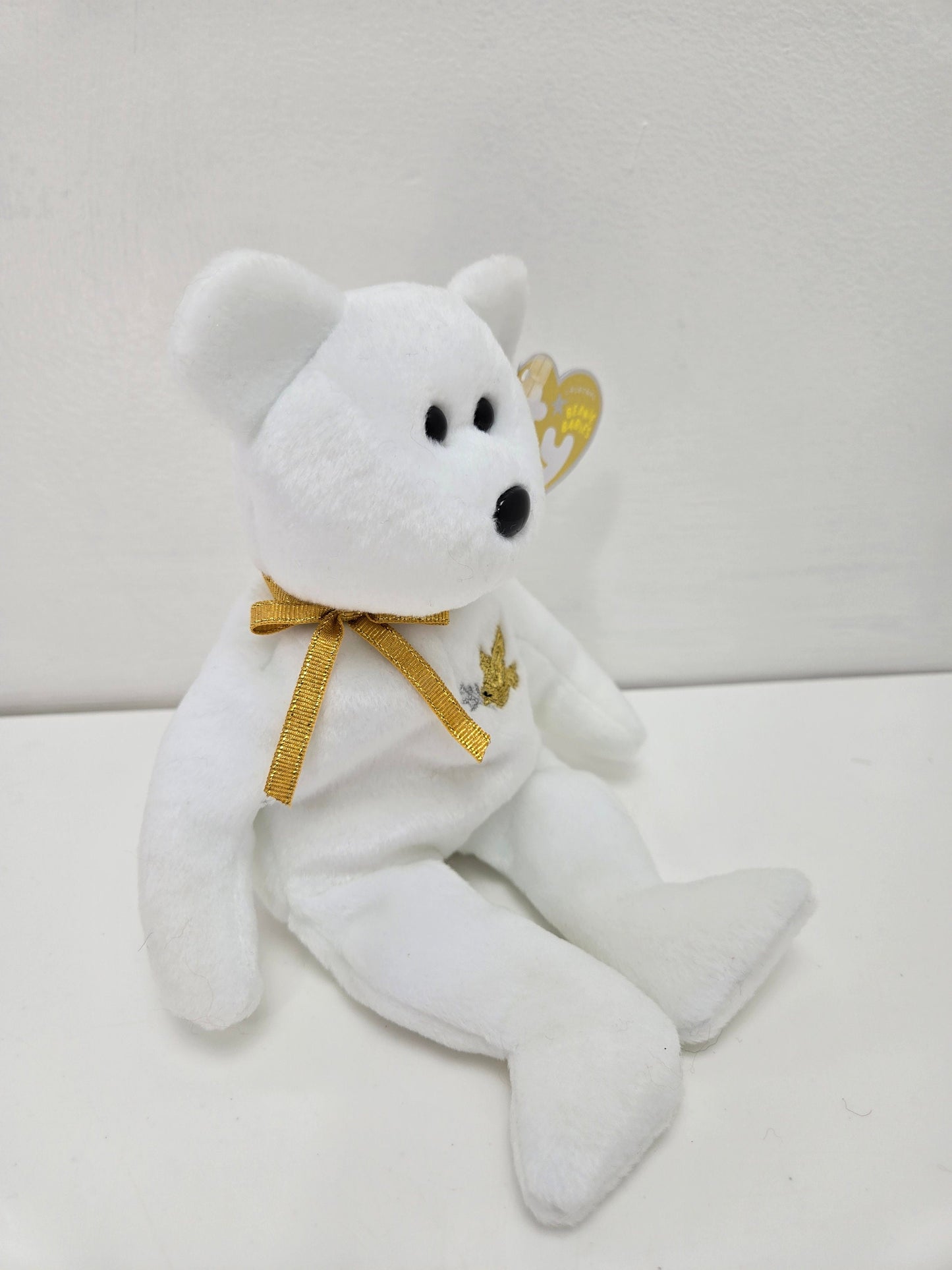 Ty Beanie Baby “Holy Father” the Bear with Gold Ribbon, Gold Hang Tag, Gold Tush Tag - Beanie (8.5 inch)